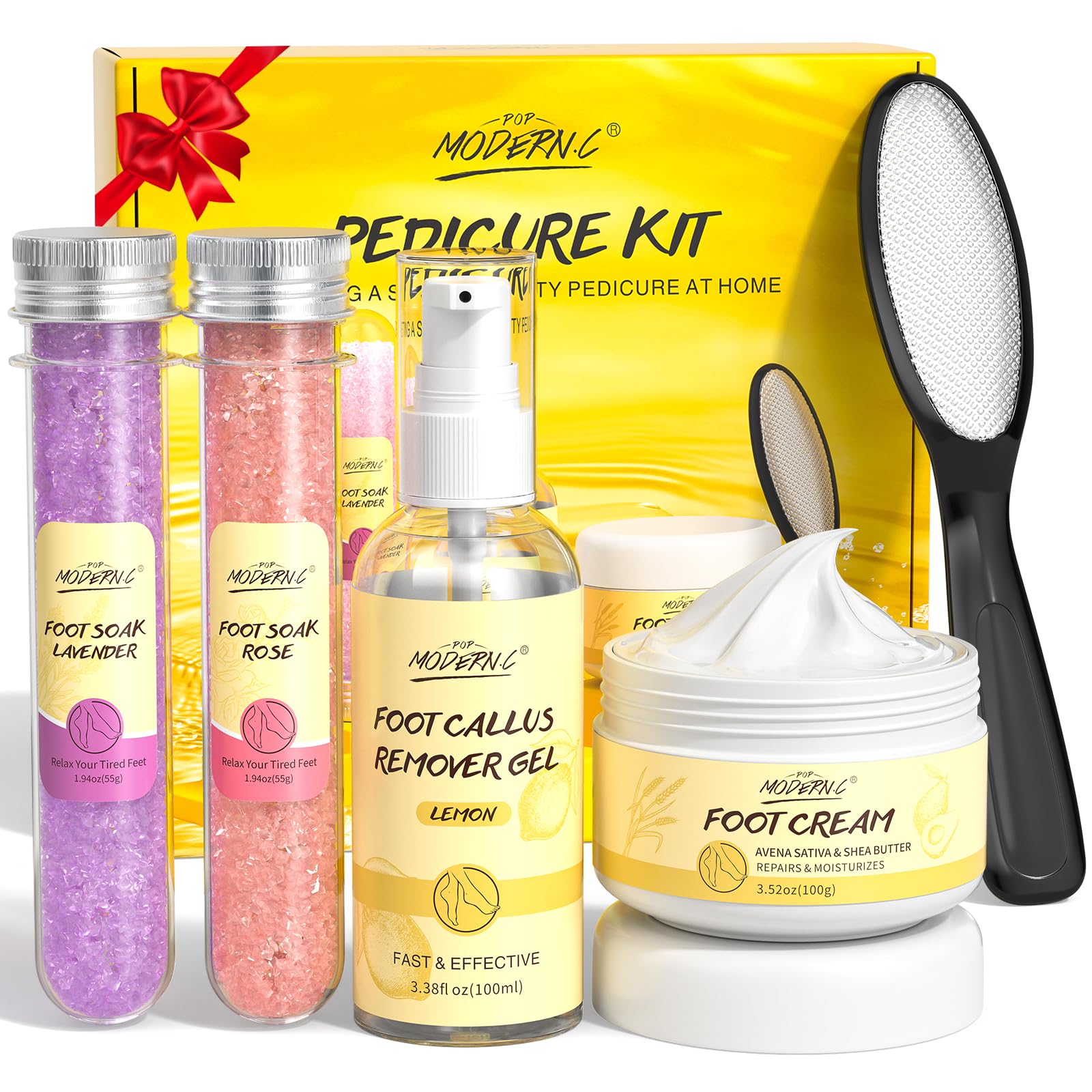 **5-Piece Pedicure Kit for Women - Foot Spa Set with Rose & Lavender Soak Salt, Callus Remover, Foot Rasp & Cream - Perfect Gift for Christmas, Birthday, Valentine's Day & Mother's Day - Relaxing At-Home Foot Care for Girlfriends, Wives & Loved Ones**