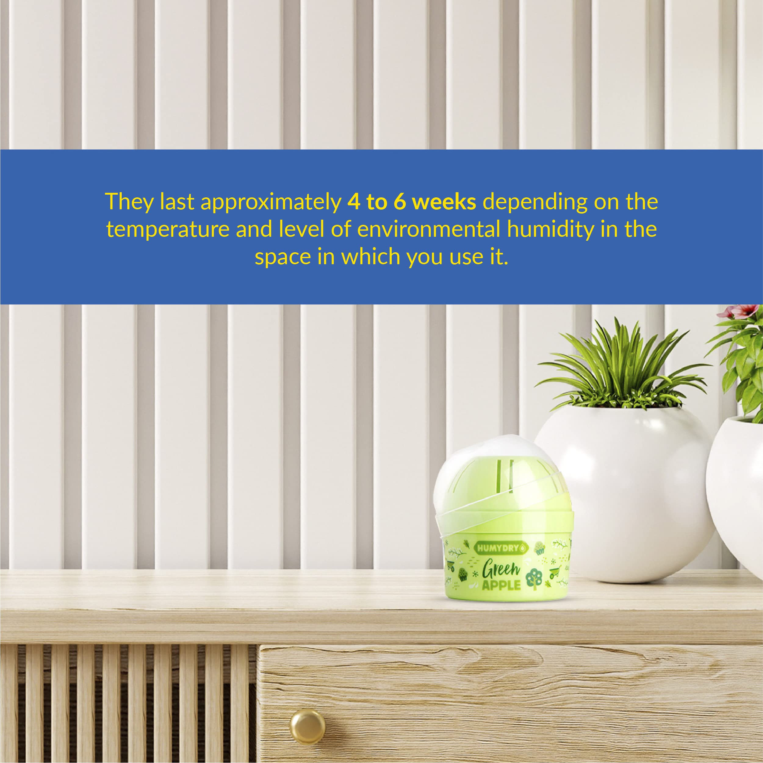 HUMYDRY® 12-Pack Mini Dehumidifiers & Air Fresheners (2.6 oz) - Moisture Absorbers for Mold Prevention - Green Apple Scent - Covers Up to 100 sq.FT - Ideal for Closets, Bathrooms, Basements & Small Spaces