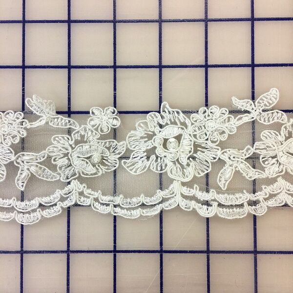 3 Inch White Beaded Non-Metallic Trim with Sequins - Perfect for DIY Crafts, Costume Design, and Home Decor Embellishments