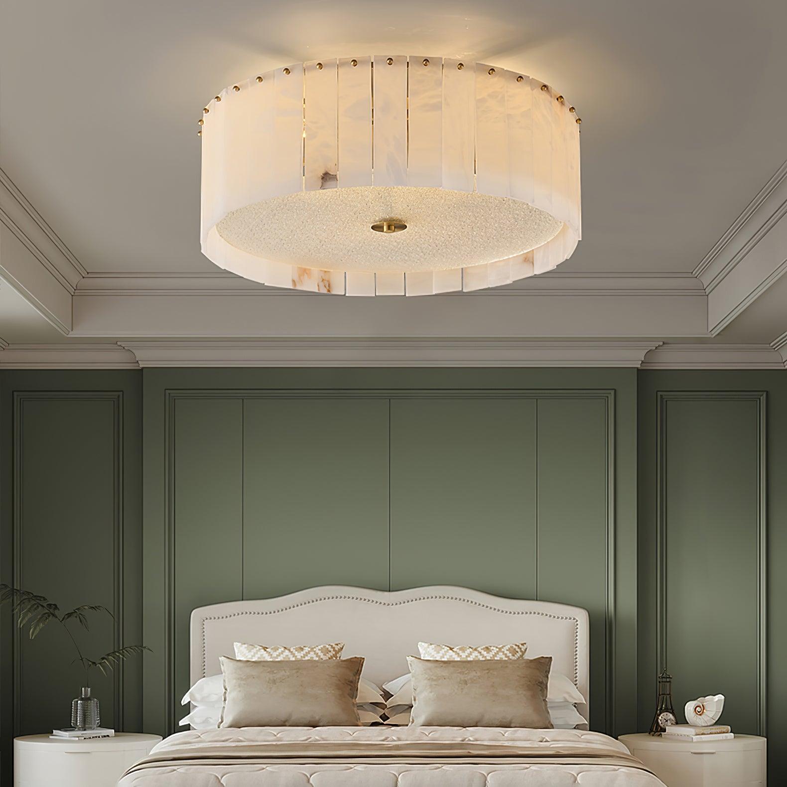 Elysian Alabaster Ceiling Light Fixture - Modern White Glass Chandelier for Dining Room, Bedroom & Living Room Lighting