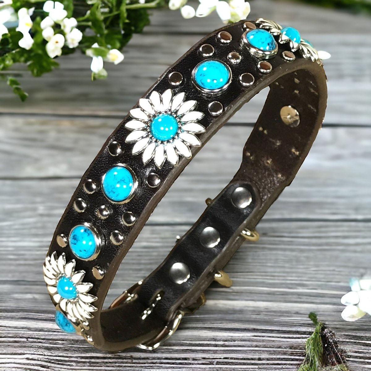 Premium Yessena Designer Leather Dog Collar - Handcrafted Genuine Leather Pet Collar with Adjustable Buckle - Perfect for Daily Walks, Training & Fashionable Outfits