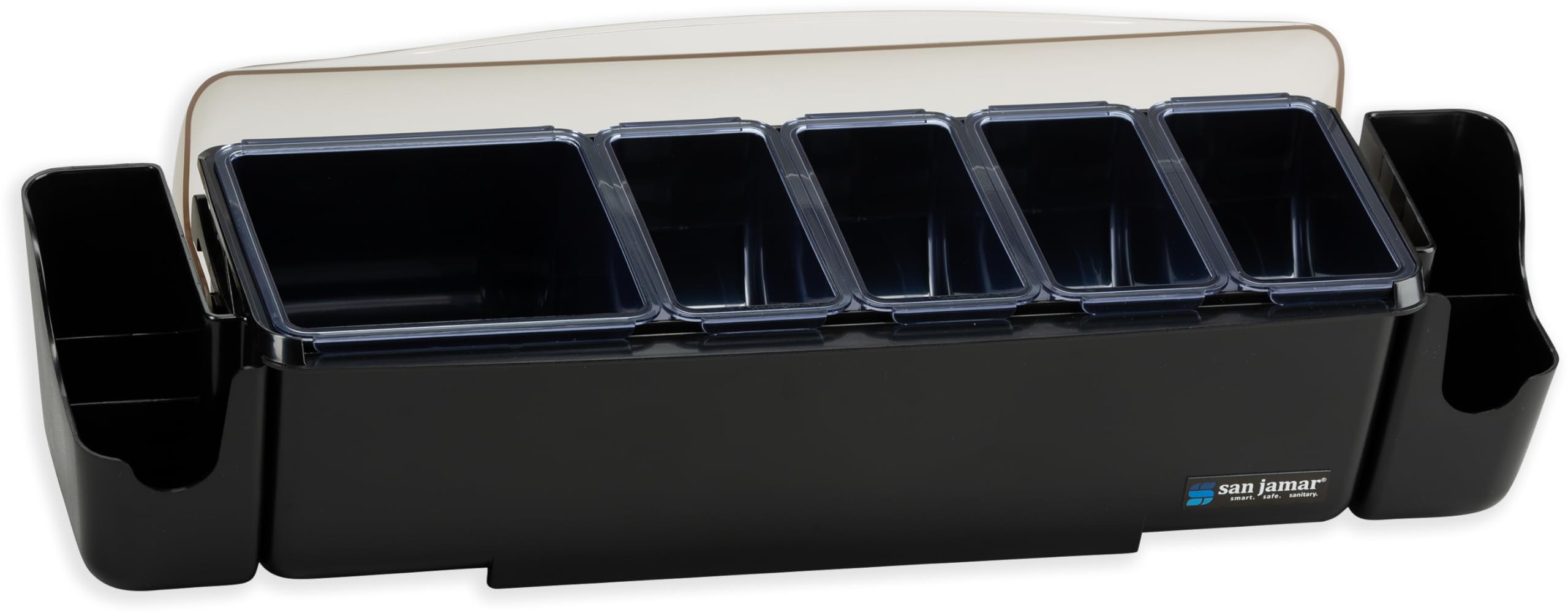San Jamar Dome Garnish Caddies - 5.25 Inch Attachable Plastic Trays for Kitchen, Bar & Restaurant Use - Black - Perfect for Food Prep, Drink Garnishing & Tabletop Organization