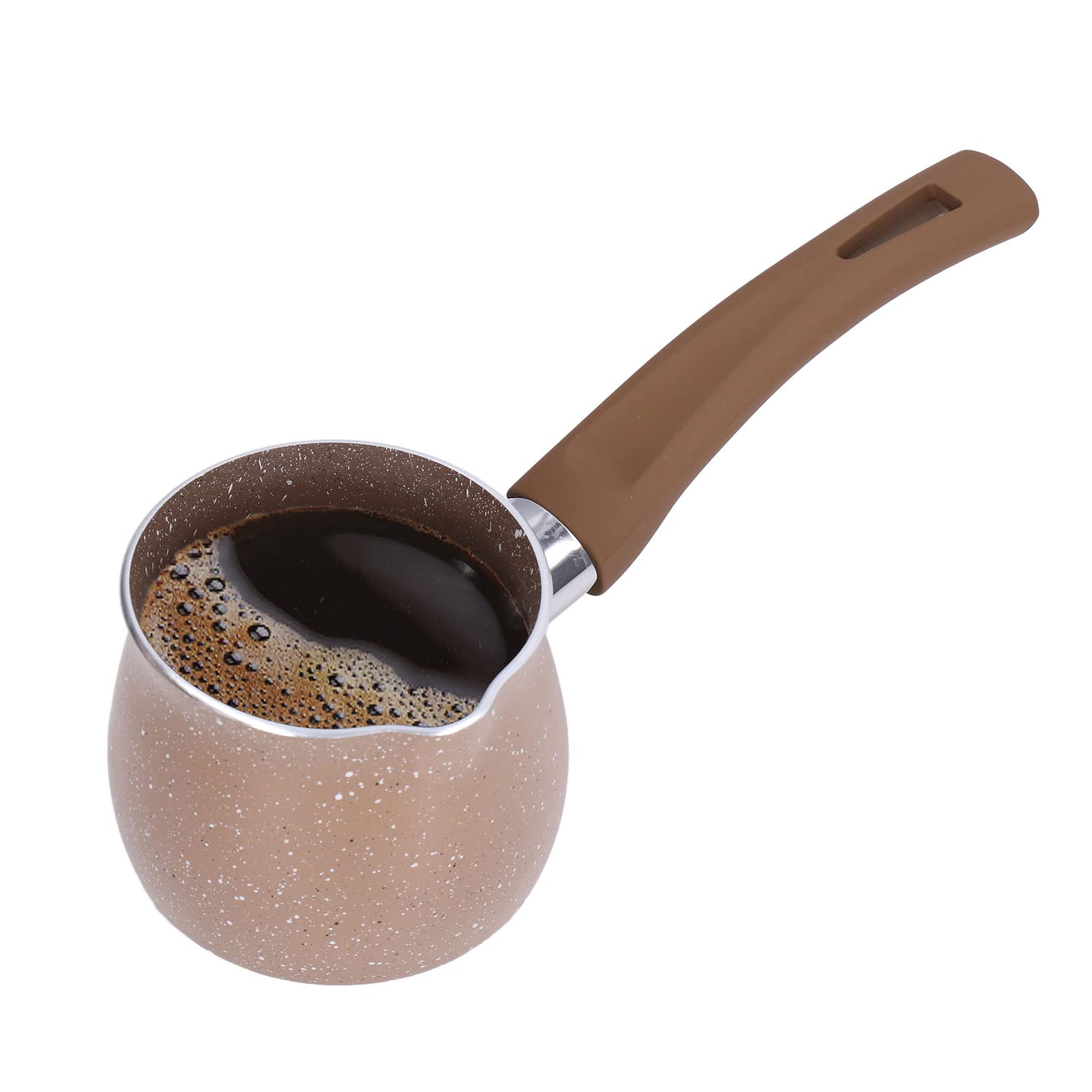 Nonstick Milk Warmer Pot with Pouring Spout - 8cm Mini Coffee & Butter Warmer Pan, Single Handle Soup Pot for Simmering Milk, Coffee, Noodles & Spaghetti | Perfect for Home Kitchen, Cafe & Office Use