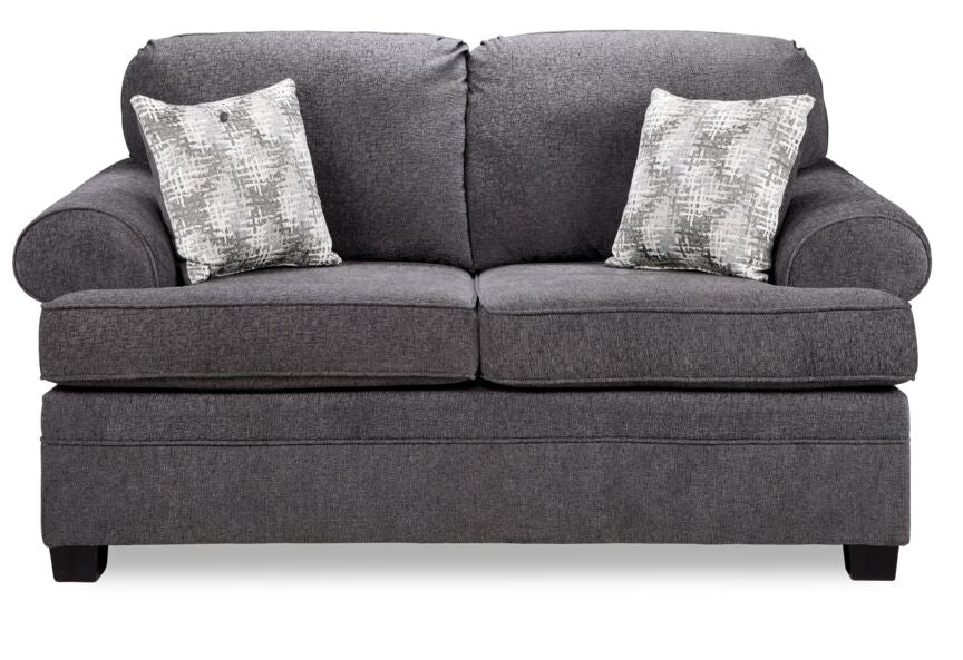 Calliope Loveseat Sofa - Modern Smoke Gray Fabric 2-Seater Couch for Living Room, Small Space & Apartment Decor - Perfect for Relaxing, Entertaining & Cozy Home Atmosphere