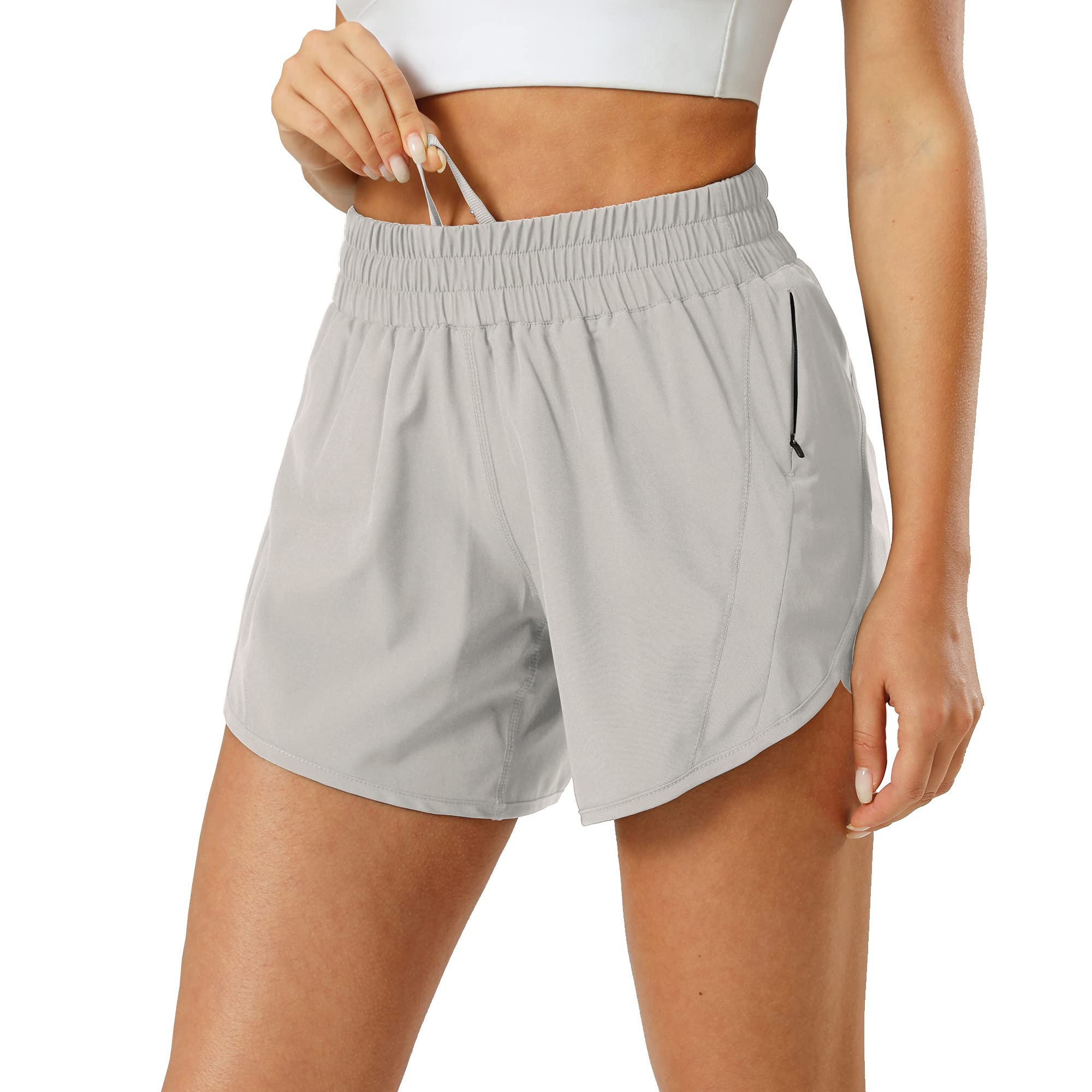 Aurefin Women's Quick Dry Athletic Shorts - Elastic Waist Running Shorts with Zip Pocket for Workout, Jogging & Active Lifestyle