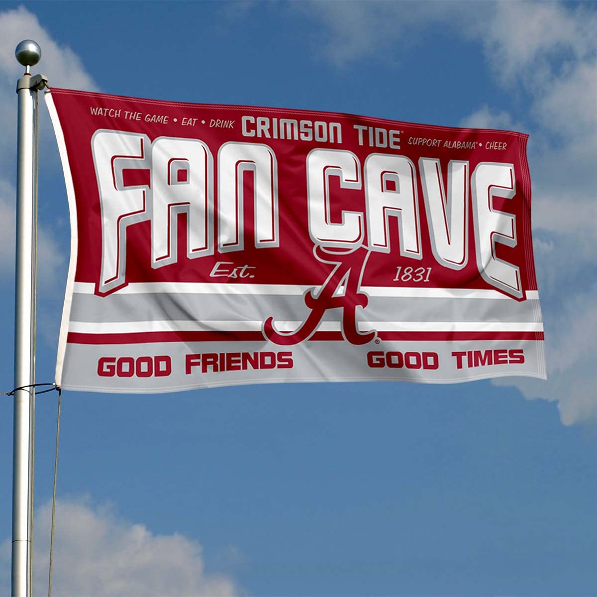 Alabama Crimson Tide Fan Cave Banner Flag - College Football Decor for Man Cave, Game Room & Tailgating