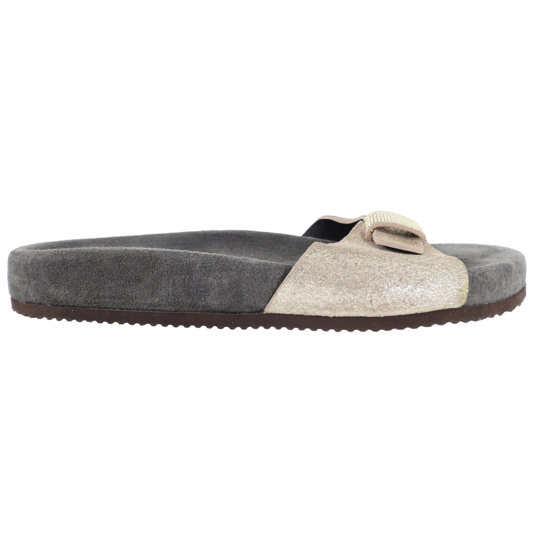 Brunello Cucinelli Women's Monili Gold Leather Sandal Slides Size 37 - Luxury Summer Casual Shoes for Beach, Vacation & Everyday Wear
