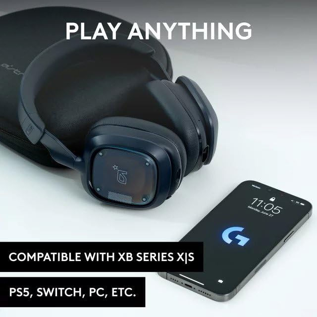 Logitech G Astro A30 Lightspeed Wireless Gaming Headset with Bluetooth, Dolby Atmos, 27H Battery - Detachable Mic, USB-C Charging for PS5, PS4, Nintendo Switch, PC & Mobile Gaming - Perfect for Competitive Play & Immersive Entertainment (Renewed, Navy)