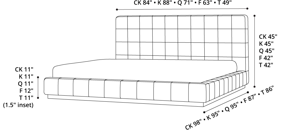 Thompson Square Tufted Fabric Platform Bed - Queen & King Size, Gray & Navy Blue - Modern Upholstered Bed Frame for Master Bedroom & Guest Room