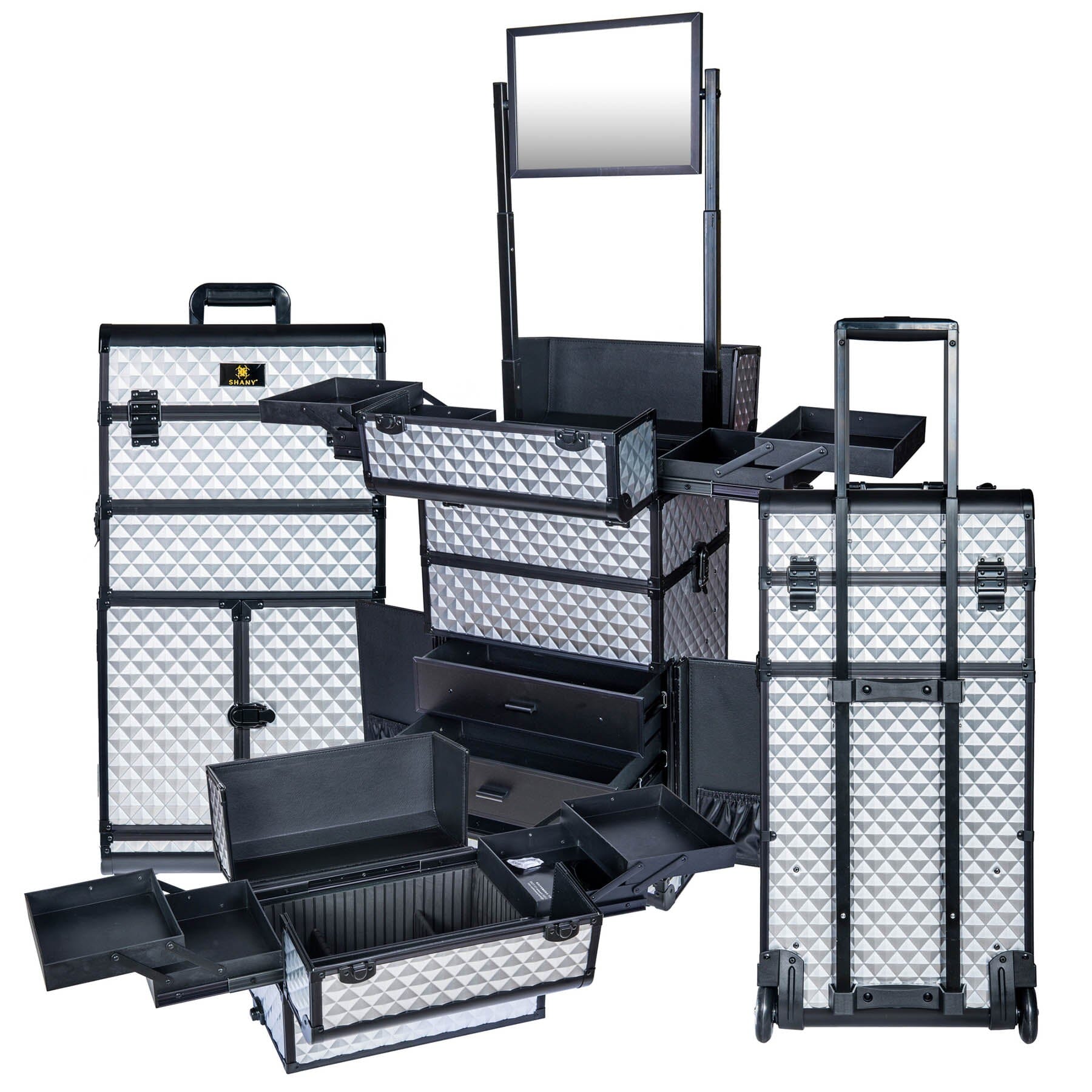 REBEL Series Pro Makeup Artists Rolling Train Case - Professional Trolley Case for Cosmetics & Beauty Tools | Perfect for Salon, Travel & On-Site Makeup Services