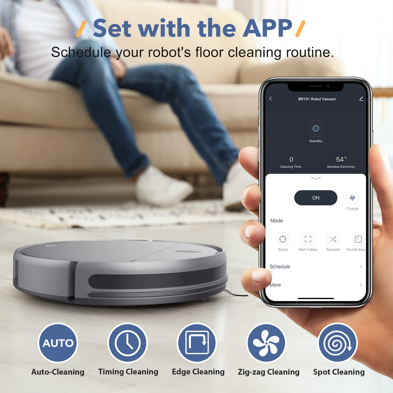 MAMNV 2-in-1 Robot Vacuum & Mop, WiFi/Alexa, Self-Charging - Perfect for Hard Floors & Pet Hair
