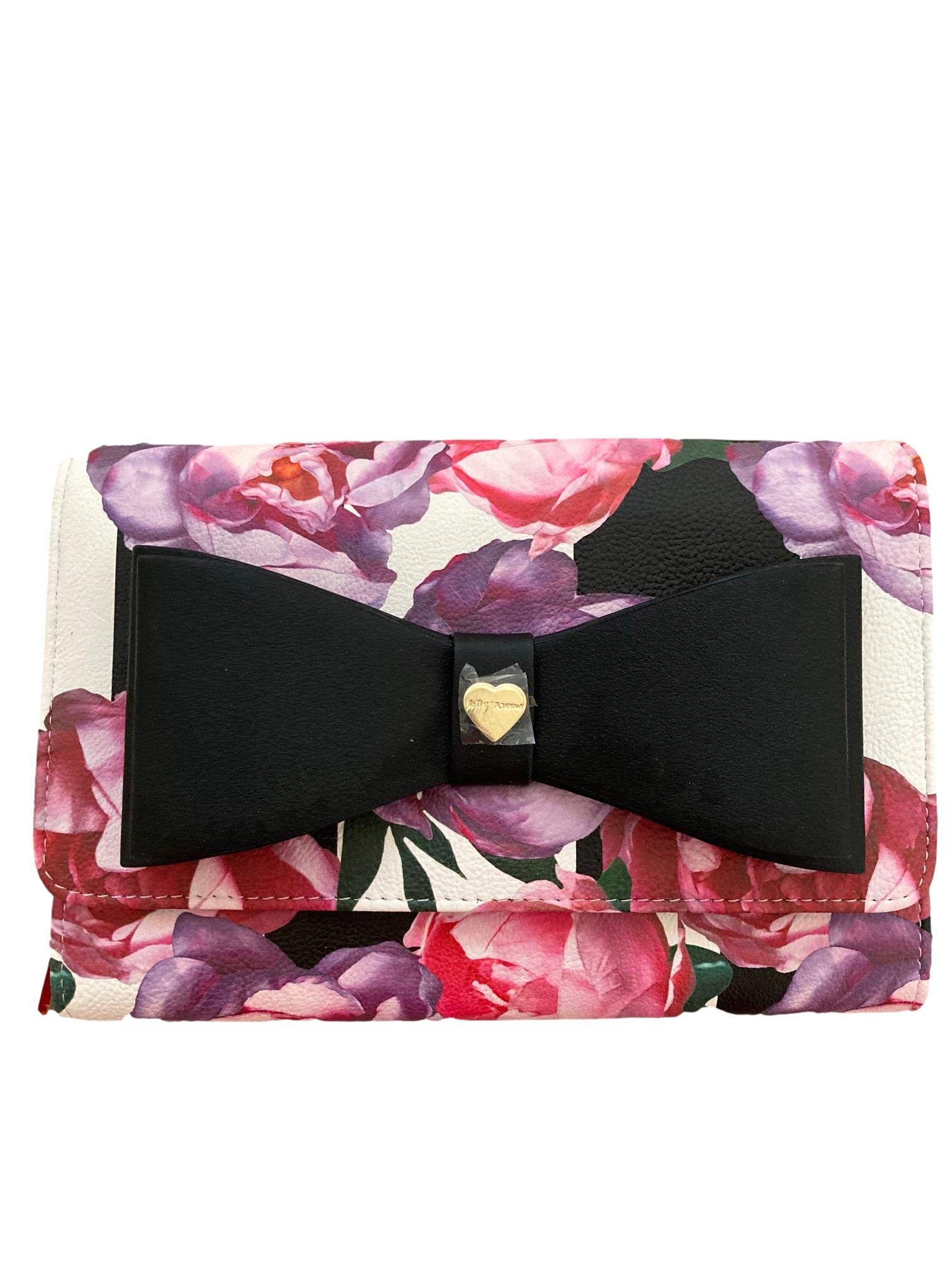 Betsey Johnson Dani Floral Print Crossbody Purse with Bow - Stylish Women's Handbag for Date Night, Parties & Everyday Use