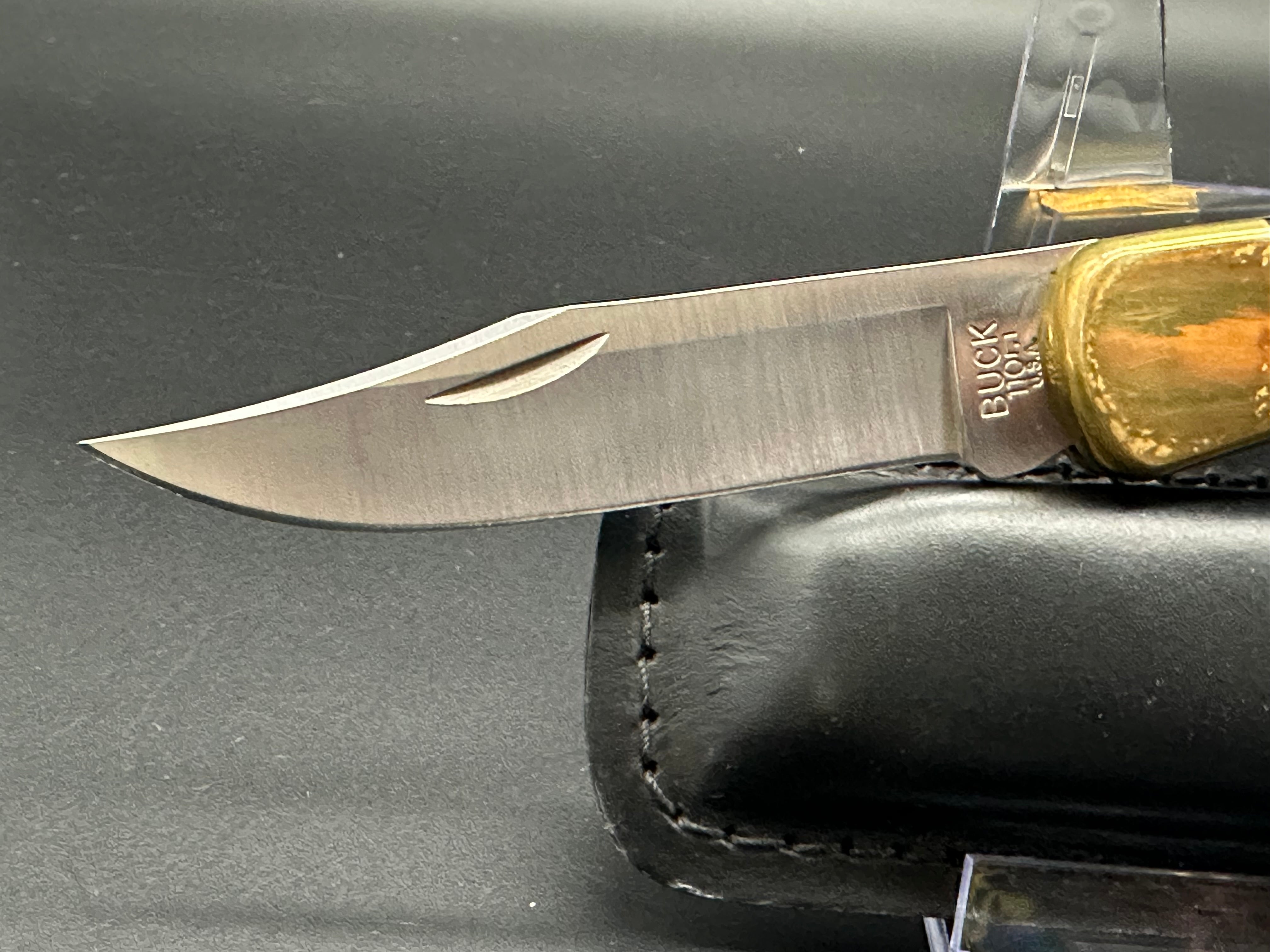 Buck 110 Folding Hunter Knife - Premium Stainless Steel Blade, Genuine Wood Handle - Ideal for Camping, Hunting & Outdoor Adventures