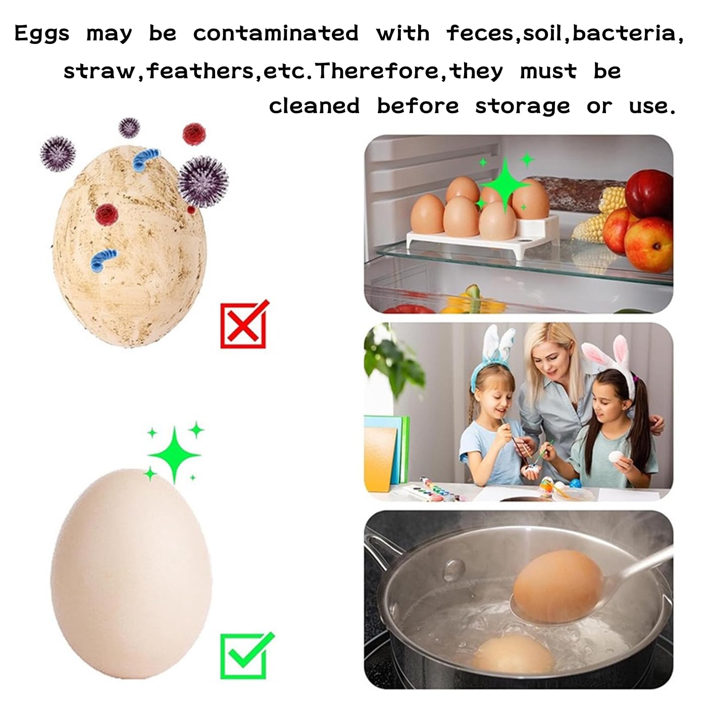 2 Pack Egg Cleaning Brush Set - Fresh Egg Washer & Scrubber for Farm Fresh Eggs - Durable Egg Cleaning Tools (White + Egg Color) - Perfect for Home Kitchen, Farm Use & Egg Washing Stations