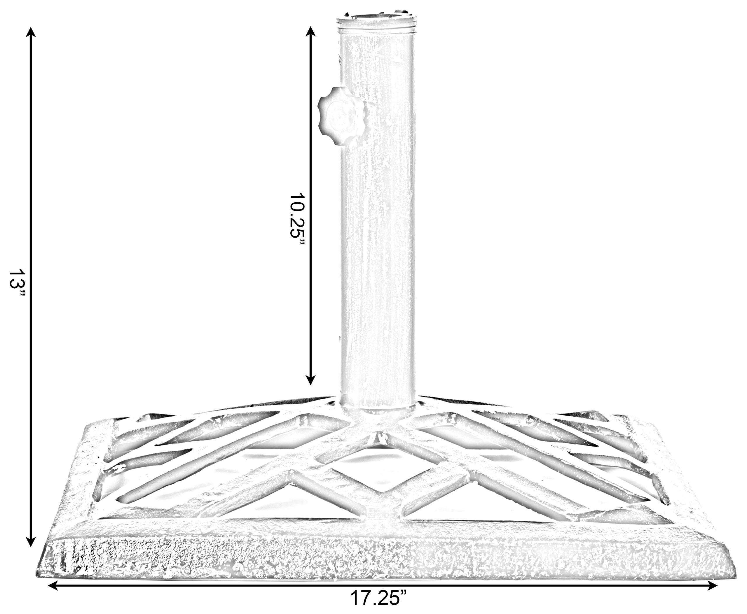 Gardenised QI003816 Heavy Duty Square Bronze Cast Iron Umbrella Base Stand - 19 lbs Weighted Outdoor Patio Umbrella Holder for Poolside, Garden, Deck, and Backyard Use