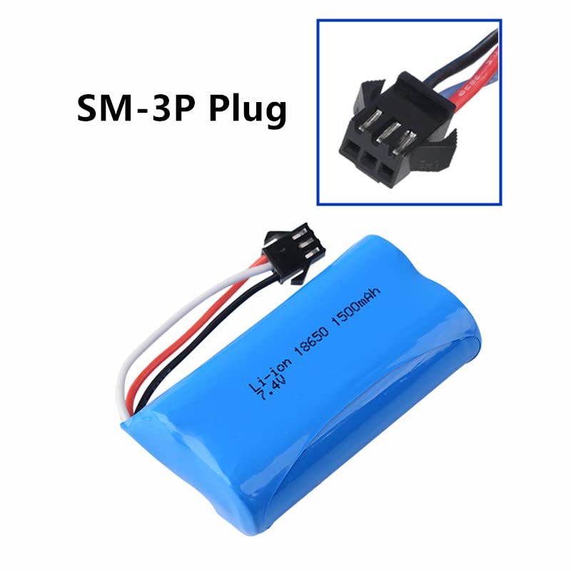 7.4V 1500mAh Rechargeable Li-ion Battery with SM-3P Plug & USB Charger - Compatible with RC Tanks, Toys, Robots - Perfect for Remote Control Hobbyists and DIY Projects