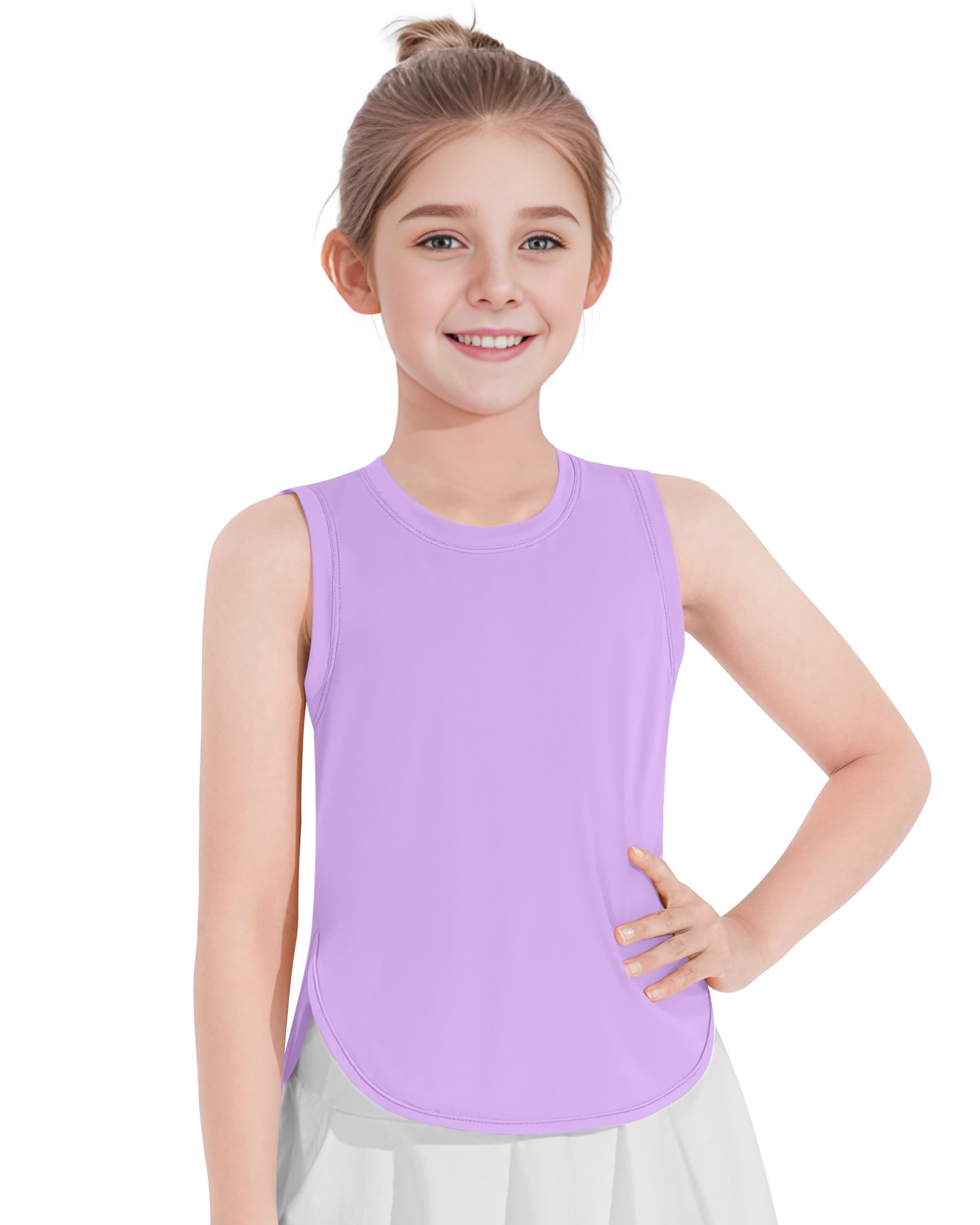 JOCMIC Girls Tank Tops - Quick Dry Sleeveless Athletic Shirts for Kids | Breathable Workout Tops for Dance, Running, Gymnastics & Sports | Perfect for Summer Activities & Active Play