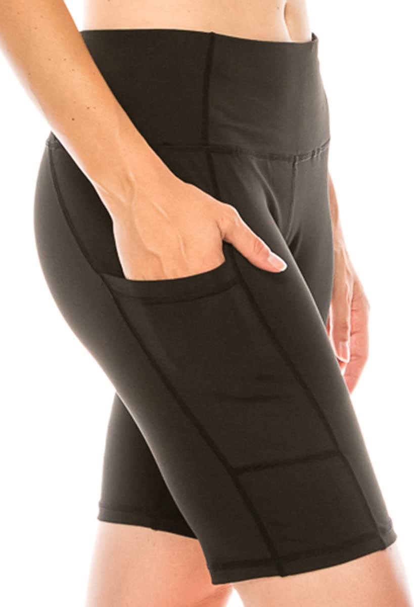 LA12ST Women's High Waist Biker Shorts - Yoga, Workout, Running & Exercise Compression Shorts with Side Pockets | Perfect for Gym, Cycling, Pilates & Lounge Wear