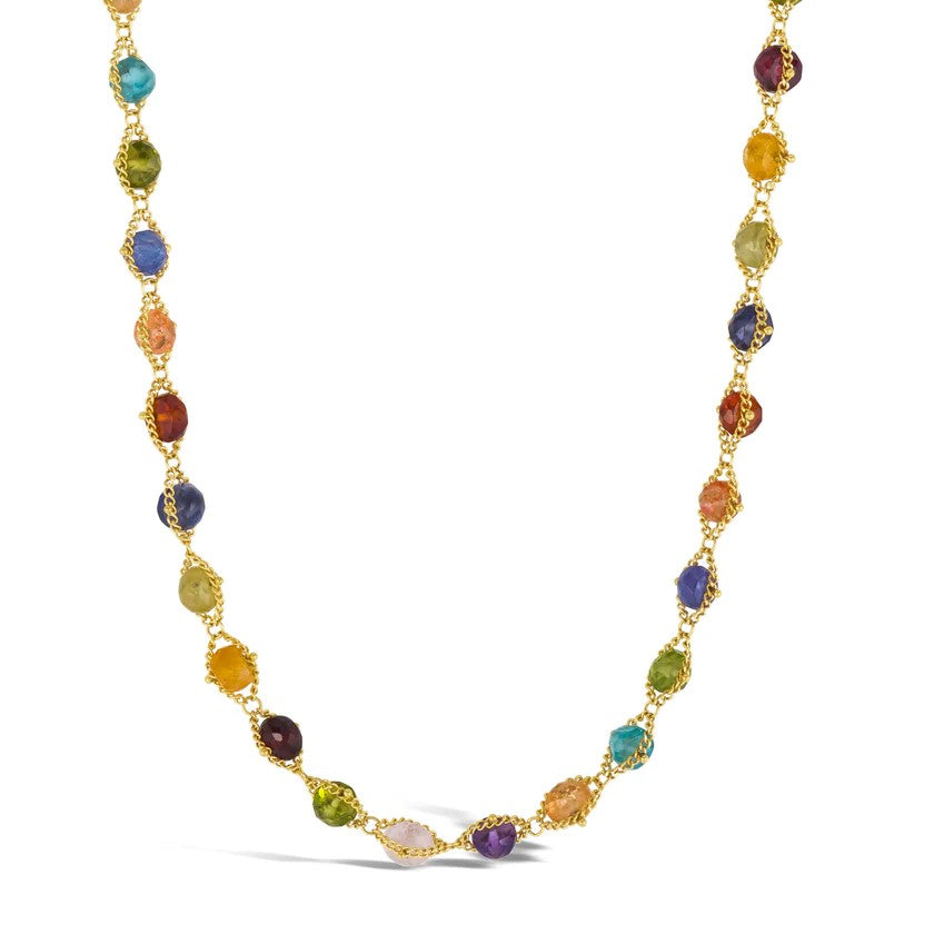 Exquisite Multi-Colored Gemstone Woven Necklace for Women | Handmade Bohemian Beaded Jewelry | Perfect for Festivals, Weddings & Boho Fashion
