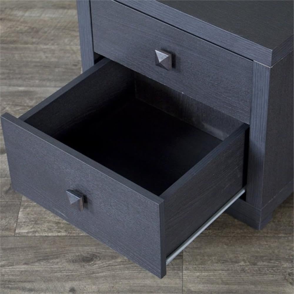Allora Contemporary 2-Drawer Nightstand - Brown Wood Bedside Table with Storage for Bedroom, Living Room & Guest Room