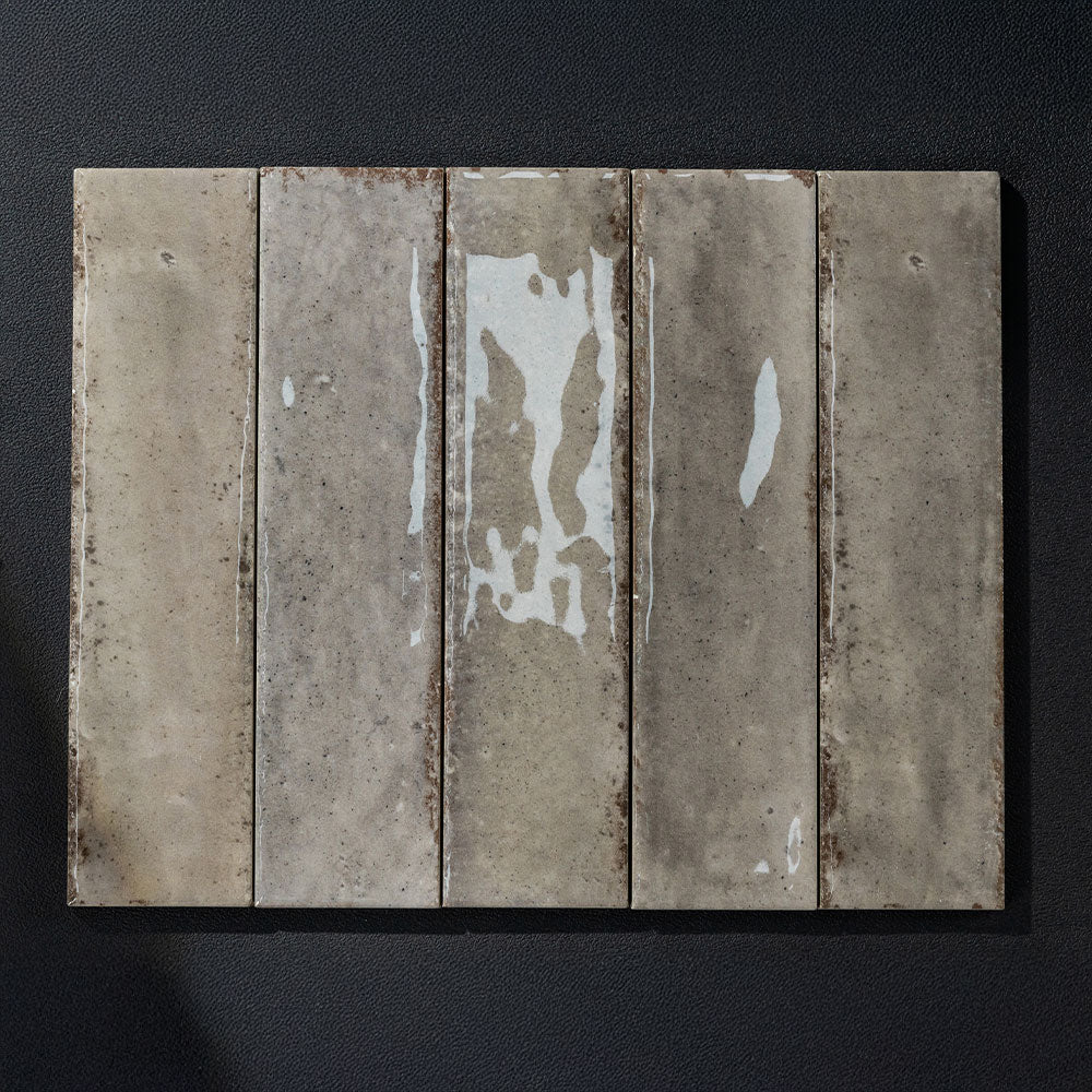 Ravello Misty Grey 60x240 Glossy Zellige Subway Tile - Perfect for Kitchen Backsplash, Bathroom Walls & Modern Interior Design