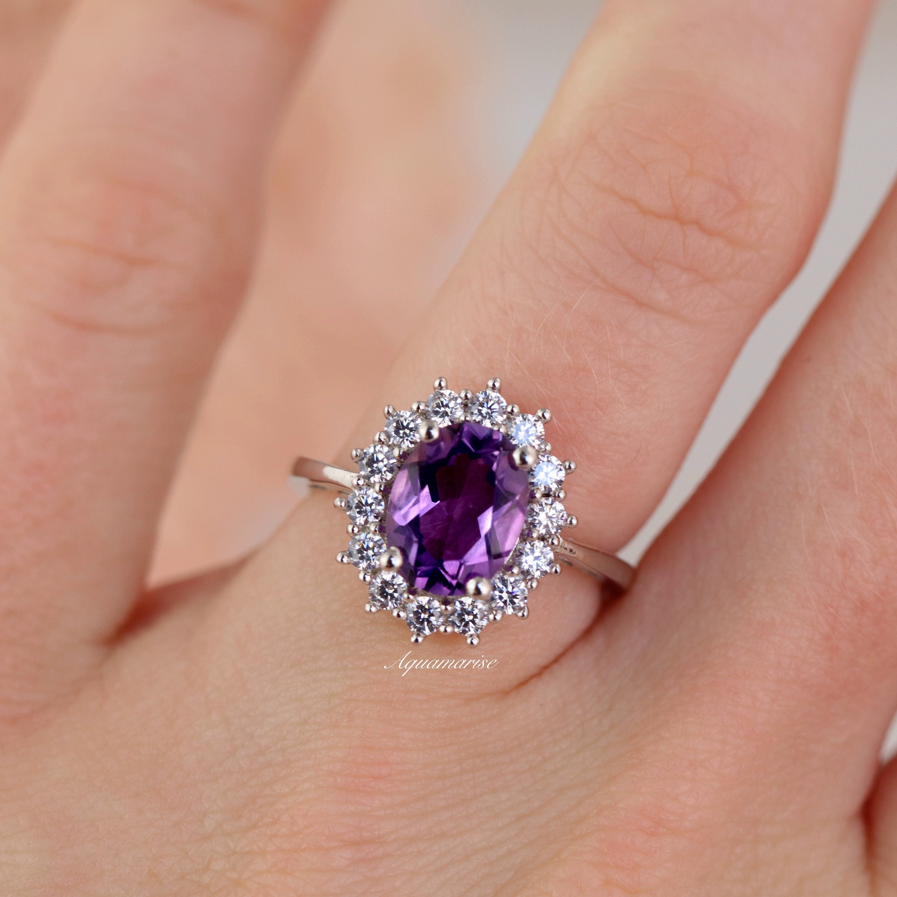 Diana Amethyst Ring for Women - 925 Sterling Silver Jewelry - Elegant Purple Gemstone Ring for Gift, Wedding & Everyday Wear