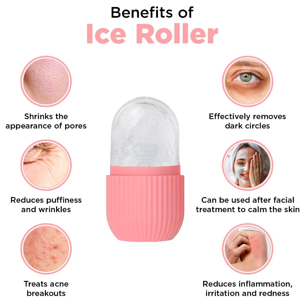 SUXUS SHOPEE Ice Roller for Face, Neck & Eyes - Leakproof Facial Massage Tool for Puffiness & Wrinkles - Perfect for Skincare Routine, Morning Depuffing & Post-Workout Recovery