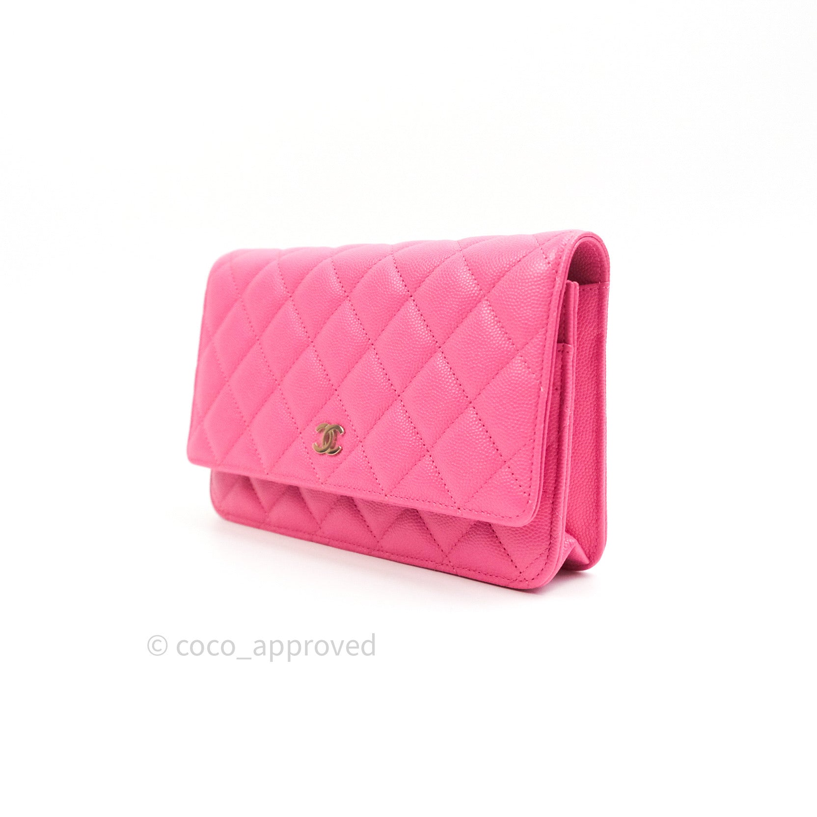 Chanel Caviar Quilted Wallet on Chain WOC in Pink with Light Gold Hardware - Perfect for Evening Events, Date Nights & Luxury Fashion Accessories