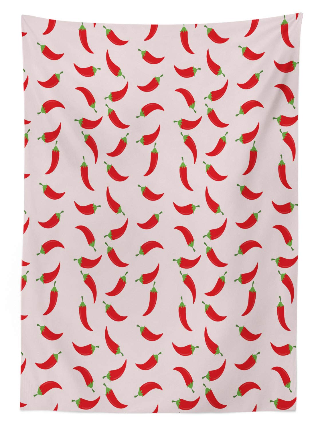 Lunarable Red Chili Pepper Tablecloth - Pastel Backdrop Hot Cuisine Print, 52x70 Inch Rectangular Table Cover for Dining Room & Kitchen Decor (Blush Vermilion) | Perfect for Mexican Restaurants, Italian Kitchen Decor & Spicy Food Themed Parties