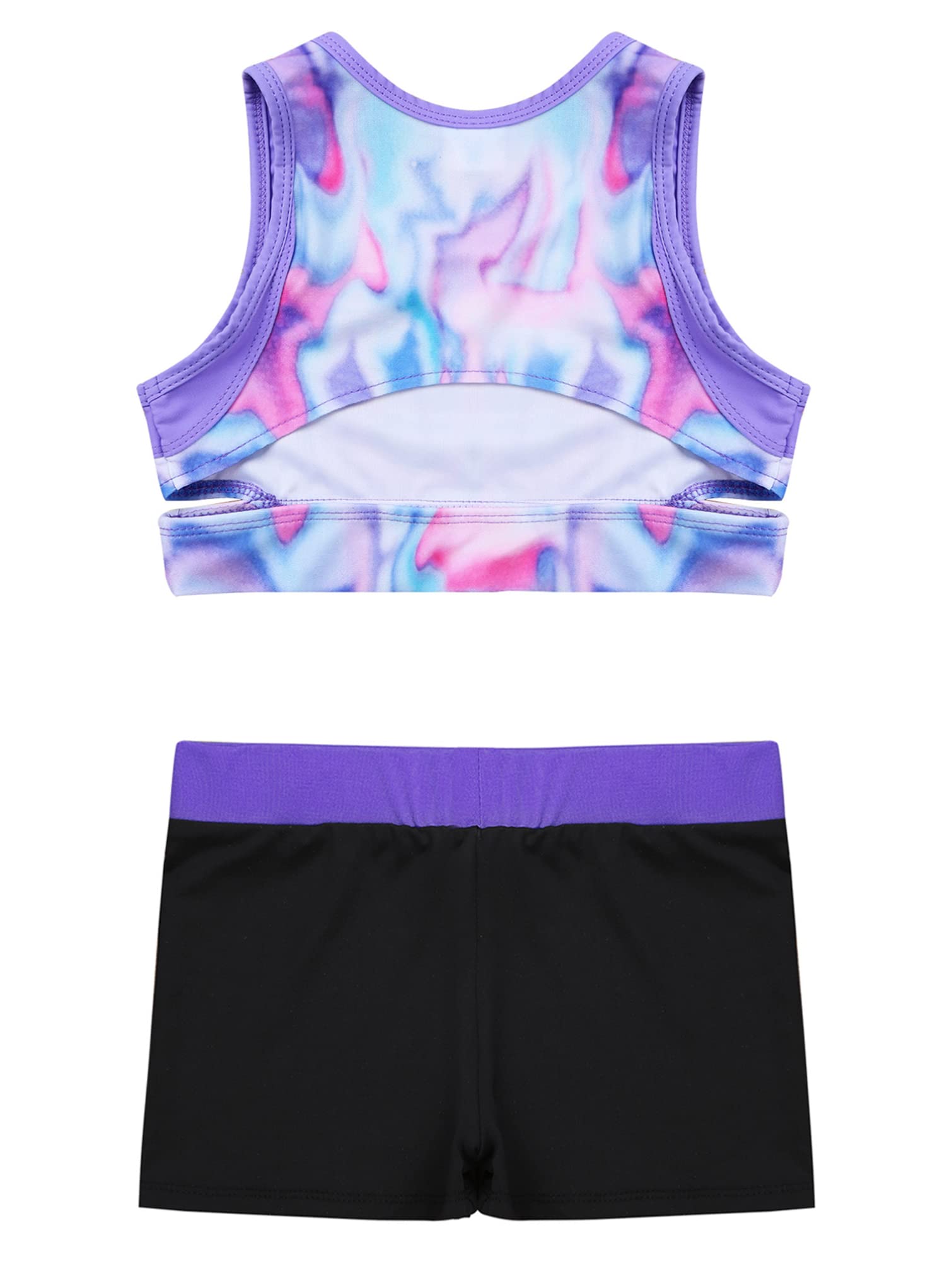 TiaoBug Girls' 2-Piece Swimsuit & Activewear Set - Crop Top and Shorts for Dance, Sports, Gym, Yoga, and Beach Play | Perfect for Summer Workouts and Pool Parties