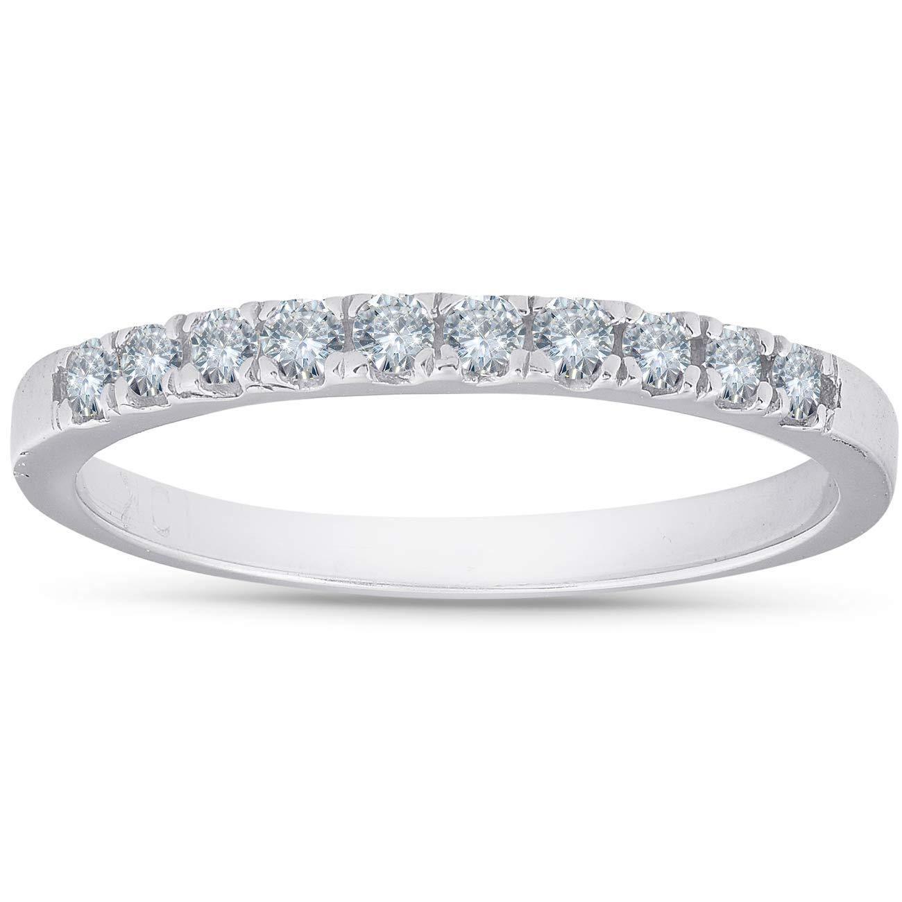 1/4 Carat Diamond Wedding Ring - 10K White Gold Stackable Anniversary Band for Women - Perfect for Bridal Sets, Stacking Rings & Special Occasions