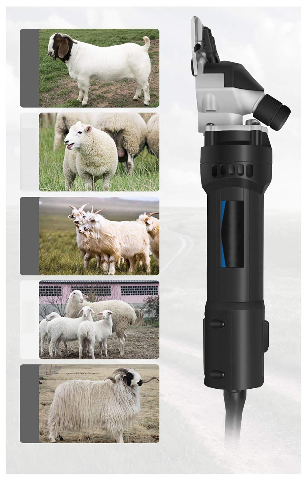 750W Heavy-Duty Livestock Electric Clippers - 6-Speed Professional Sheep Shears for Wool Shaving, Farm Animals, Goats, Horses, Cattle & Large Dogs with 13 Straight Tooth Blade - Perfect for Farm Grooming, Pet Care & Livestock Maintenance
