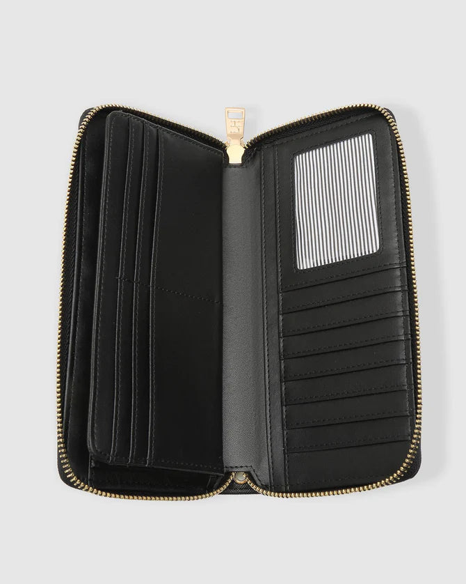 Louenhide Jessica Wallet - Premium Black Leather Wallet for Women | Stylish & Durable Everyday Carry | Perfect for Credit Cards, Cash & ID
