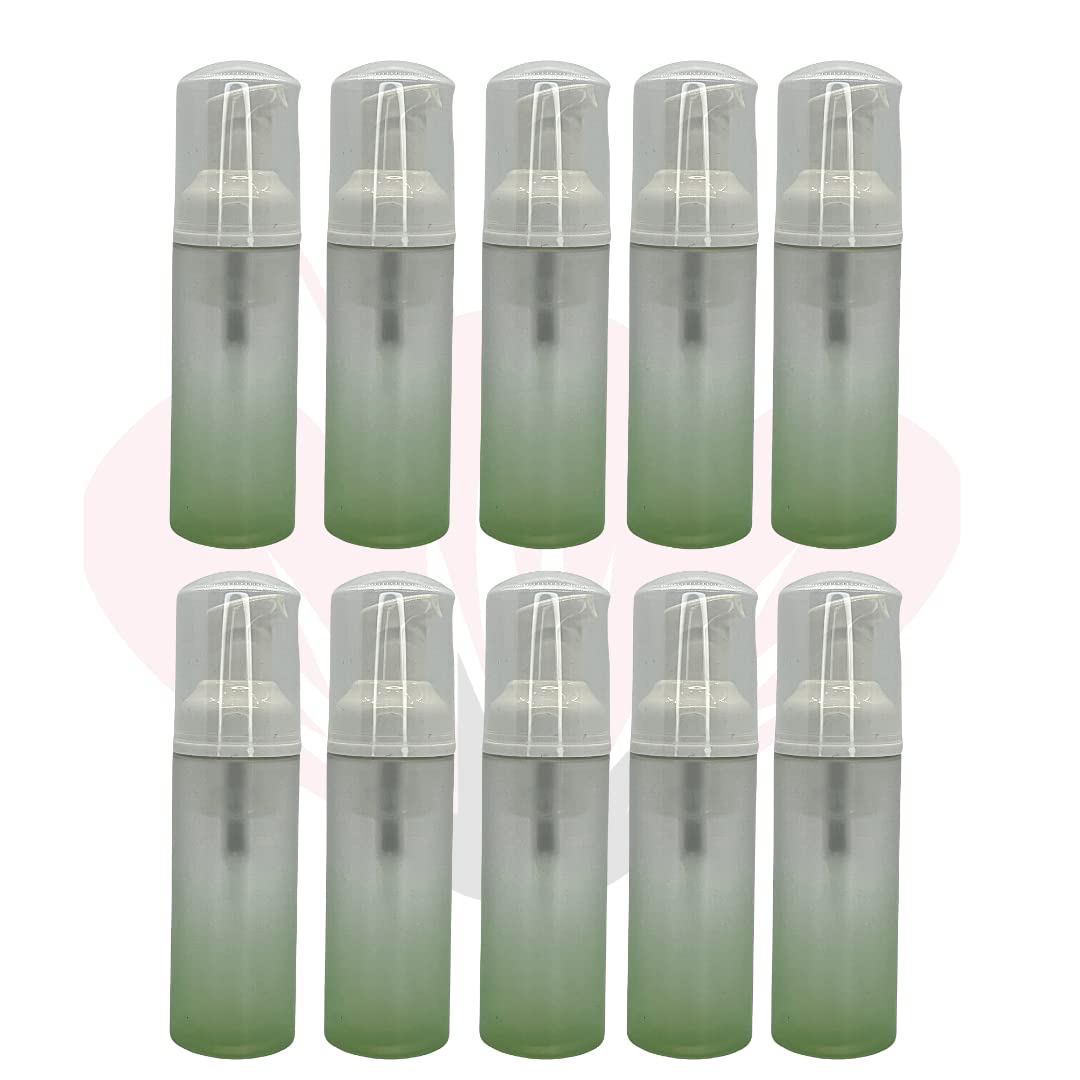 10 Pack 60ml Foaming Pump Bottles Plastic Dispenser for Lash Shampoo & Soap | Ombre Green | Travel-Size Toiletries & Beauty Product Containers