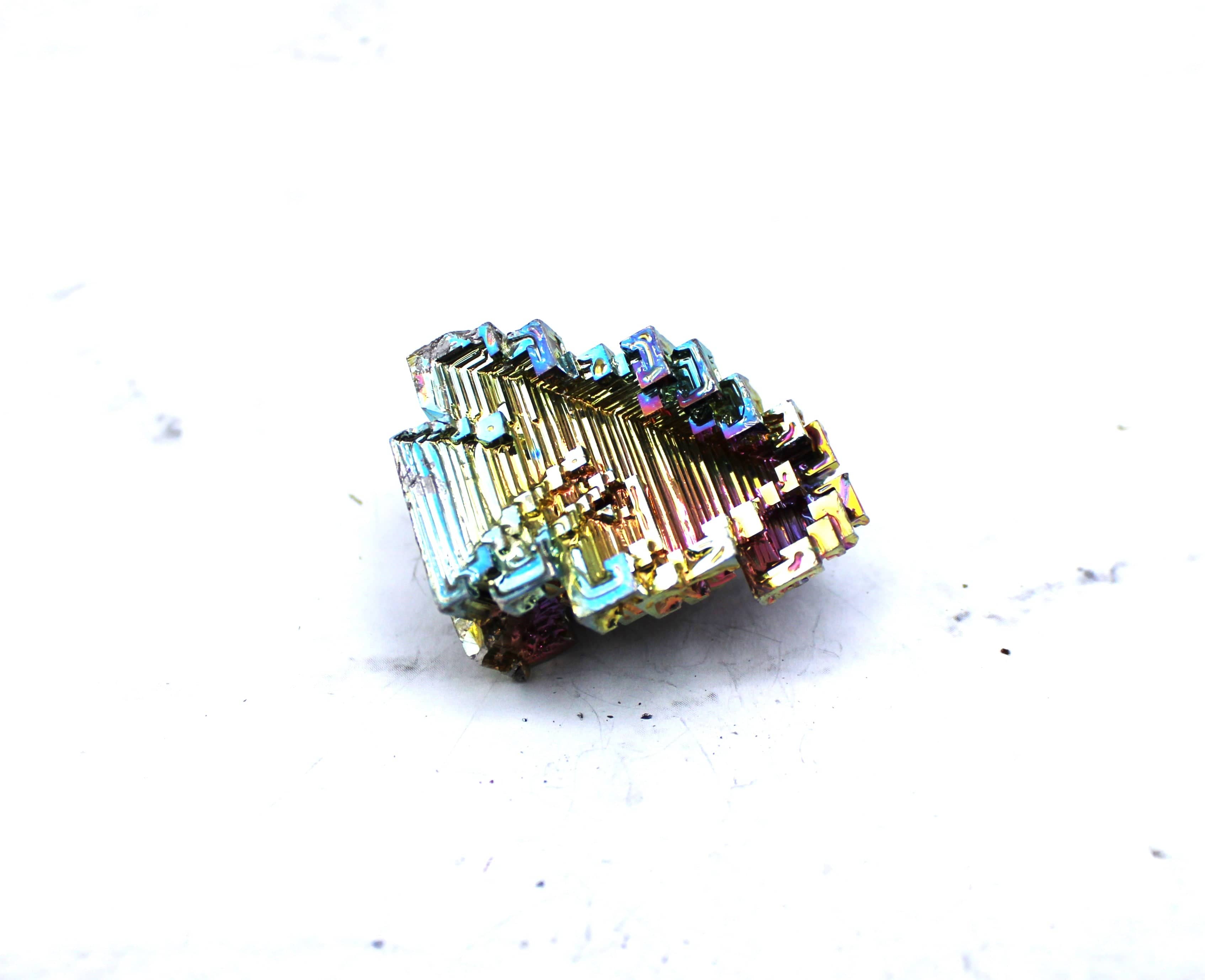 Natural Bismuth Crystal Specimen - Rainbow Metallic Geode for Mineral Collectors & Home Decor | Science Gifts, Healing Crystals, Display Pieces