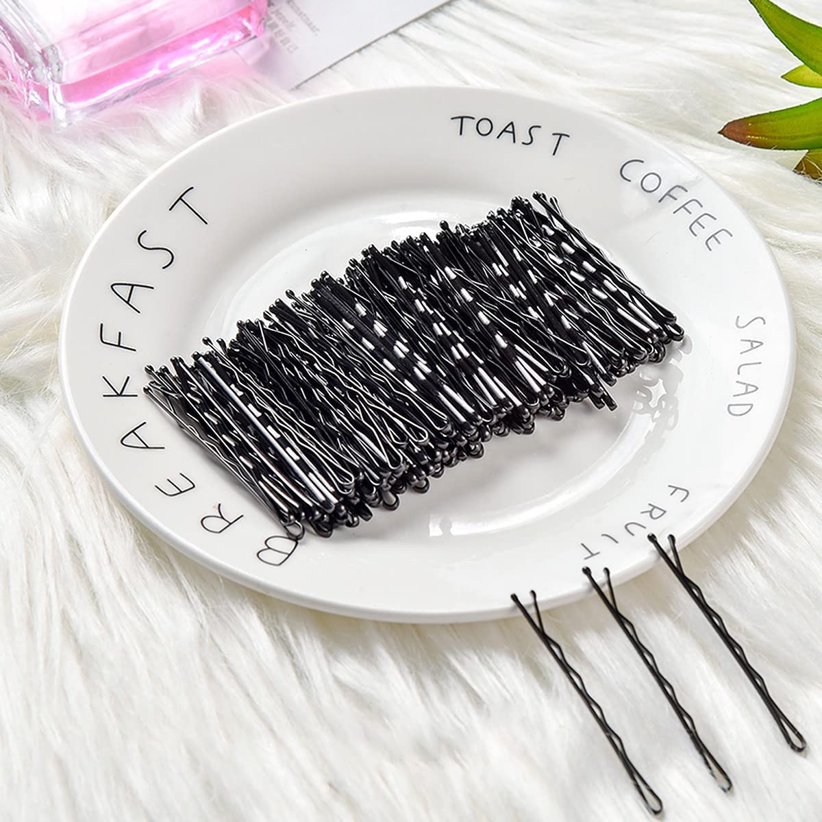 Wolpin Bobby Pins - 100-Piece Metal Hair Clips with Storage Box for Women & Girls - Hair Styling Accessories for Salon, Wedding, Party & Everyday Use (Black)