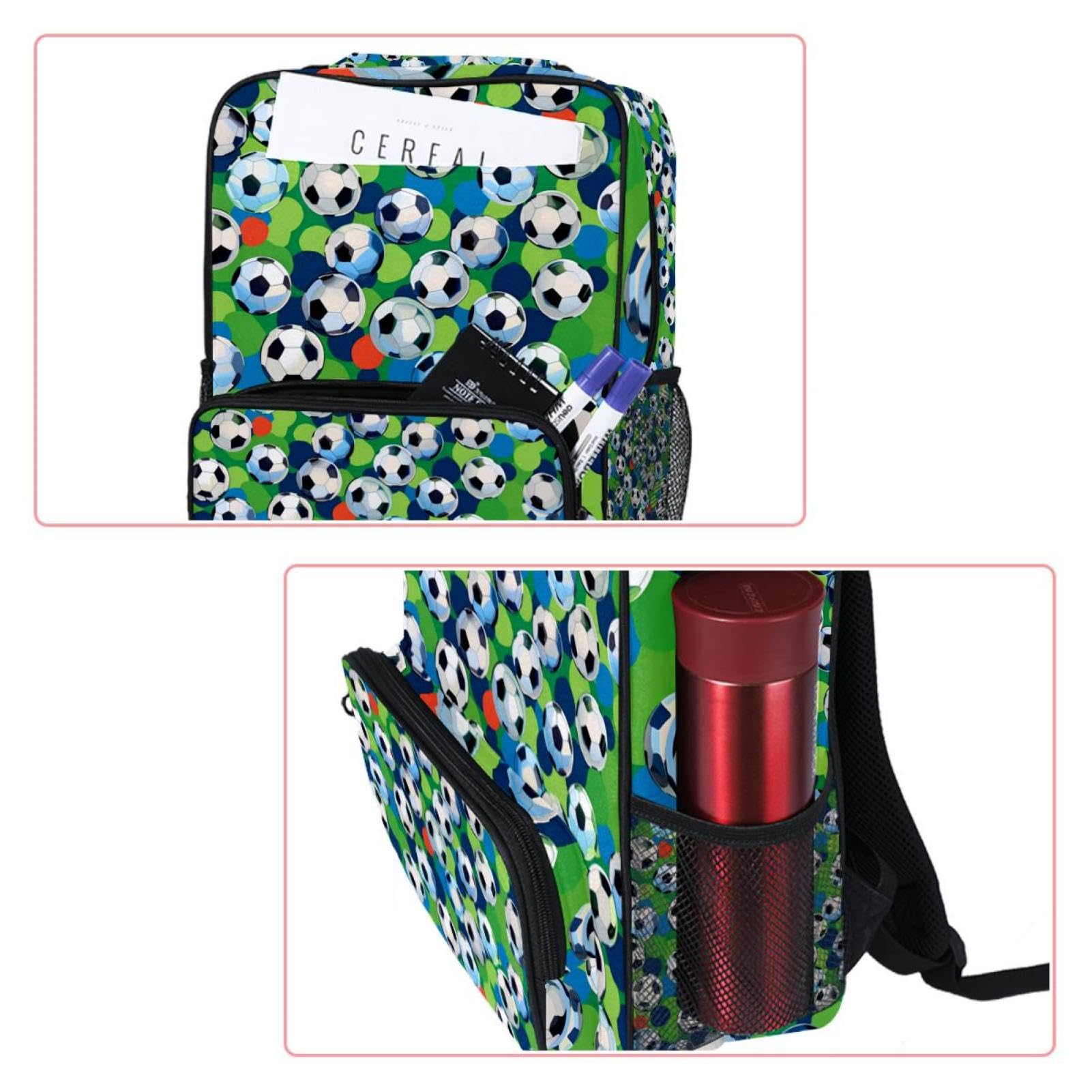Best Travel & Work Backpack for Men & Women - Durable Laptop Backpack with Floral Soccer Ball Design - Perfect for Commuting, School, Sports & Outdoor Adventures