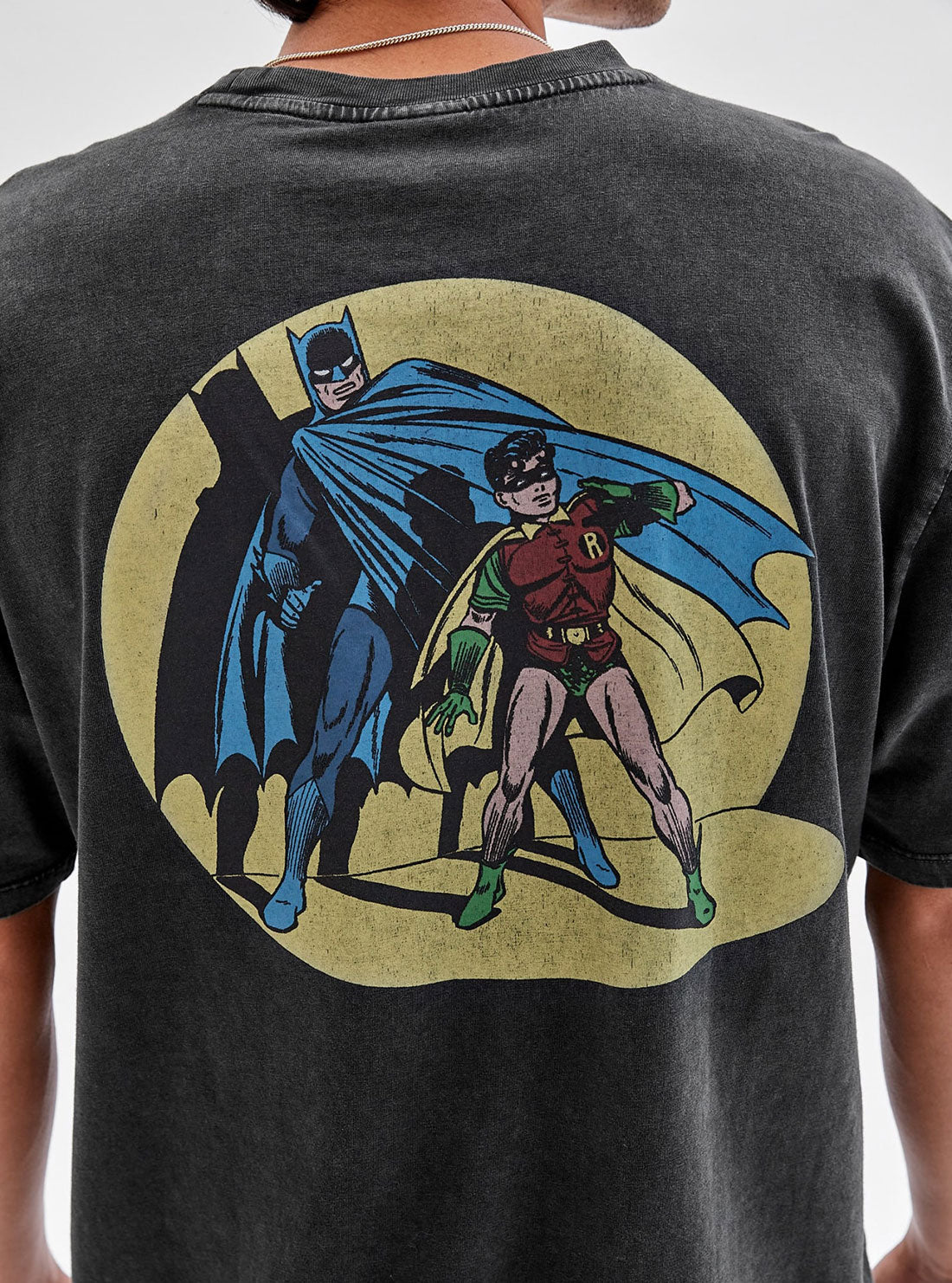 Guess Originals x Batman Black Spotlight Graphic T-Shirt - Men's Superhero Tee for Casual Wear & Comic Con Events