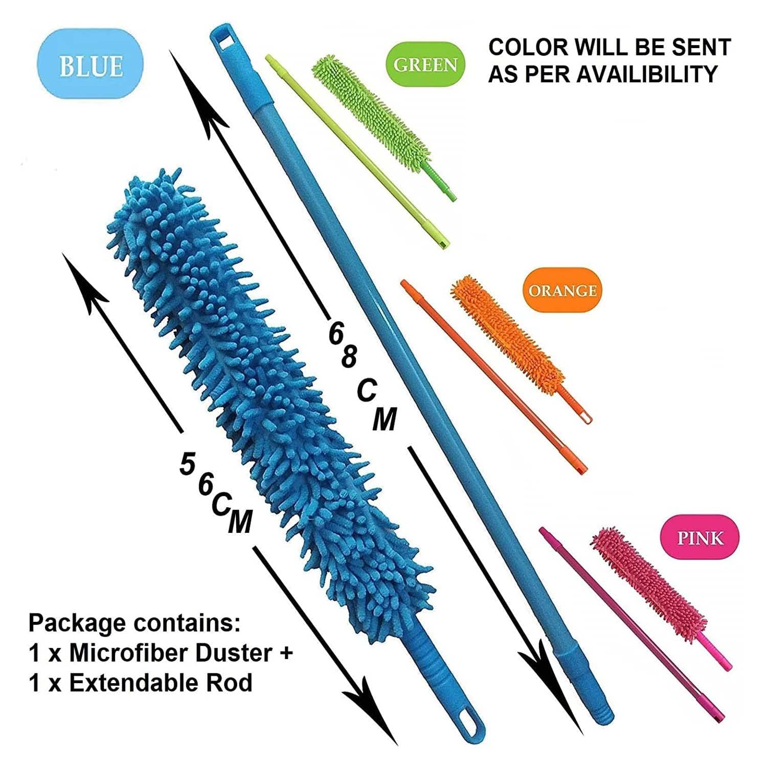 Avenn Foldable Microfiber Fan Cleaning Duster with Extendable Handle - Flexible Ceiling Fan Brush for Home & Office - Dust Remover for Ceiling Fans, Vents, Blinds & Hard-to-Reach Areas (Multicolor) - Perfect for Spring Cleaning & Household Maintenance