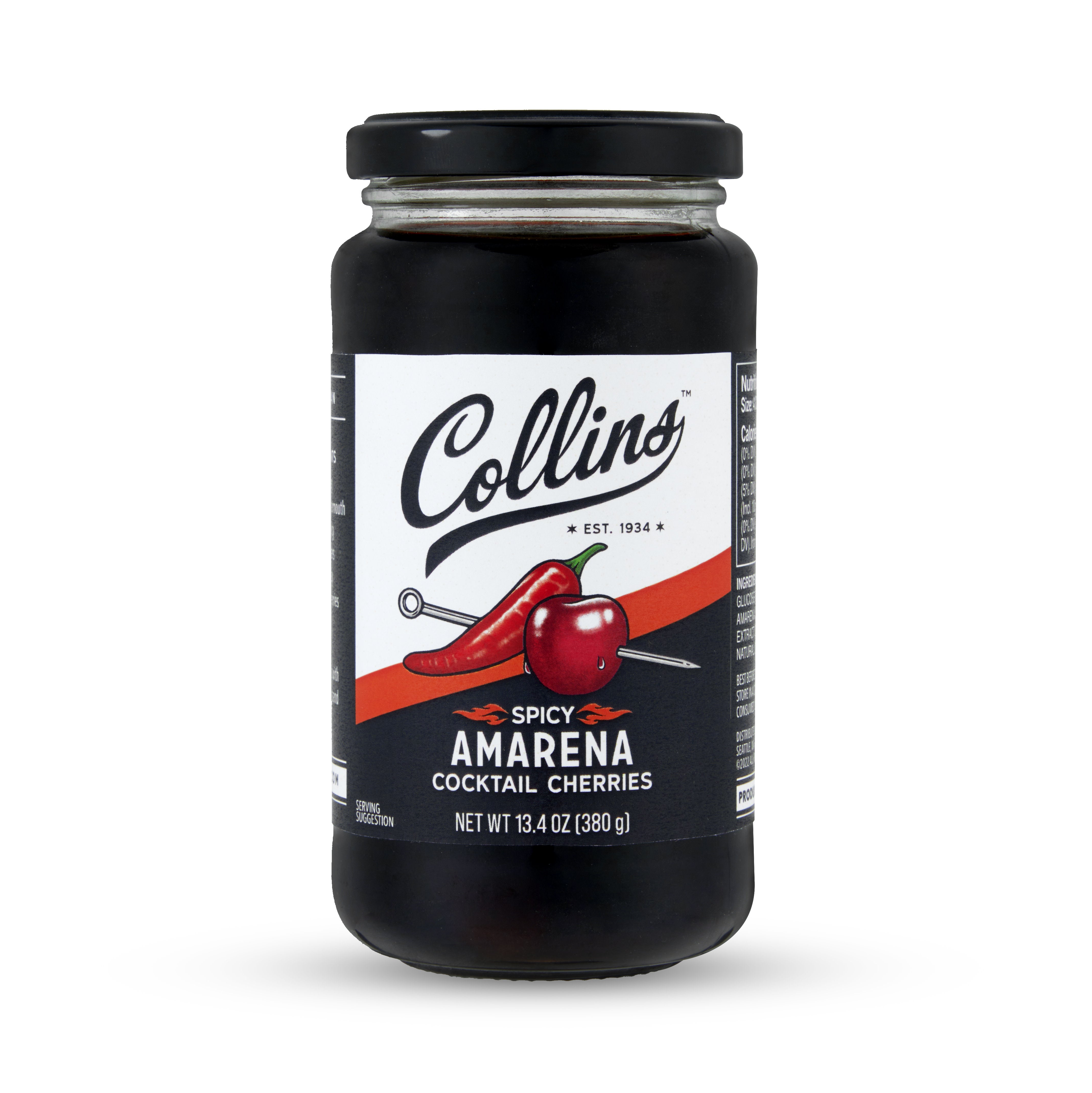 Premium Spicy Amarena Cherries 13.4 oz Jar - Gourmet Italian Cocktail Cherries for Desserts, Drinks & Charcuterie Boards