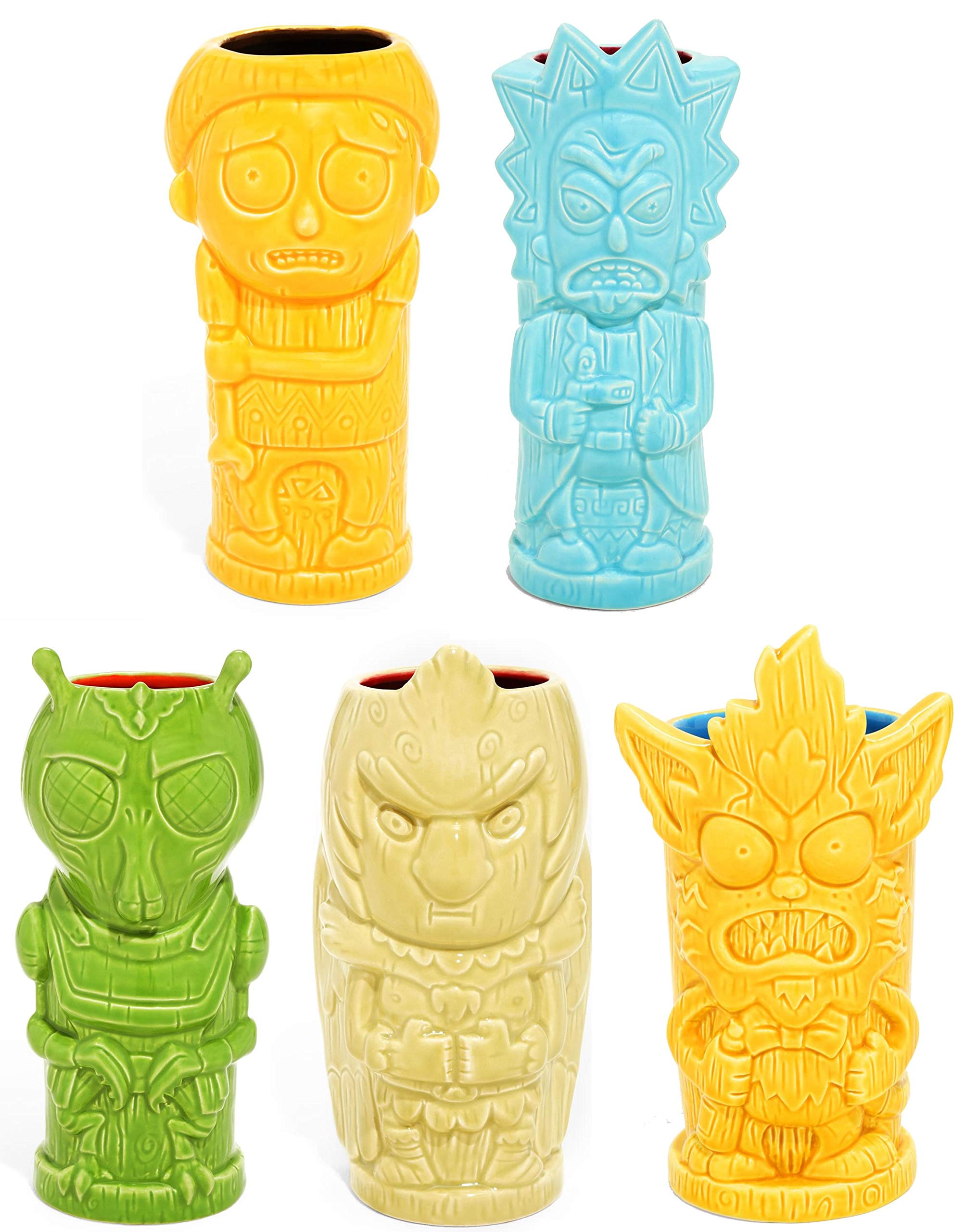 Rick and Morty Series 1 Ceramic Geeki Tiki Mugs - Set of 5 Collectible Drinking Cups | Perfect for Sci-Fi Fans, Gift Giving, and Themed Parties
