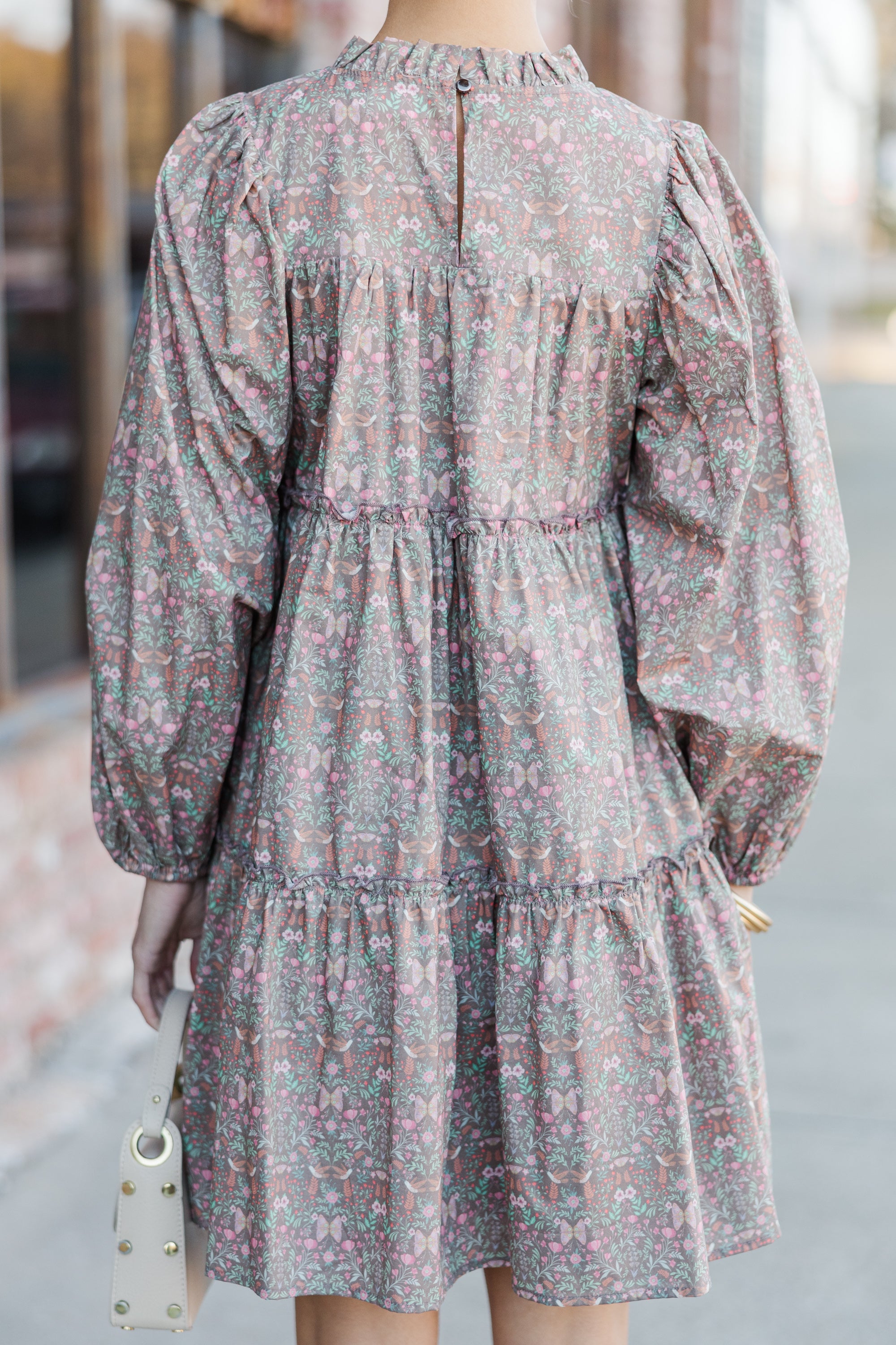 Elegant Muted Brown Floral Babydoll Dress for Women - Perfect for Casual Outings, Date Nights & Summer Vacations