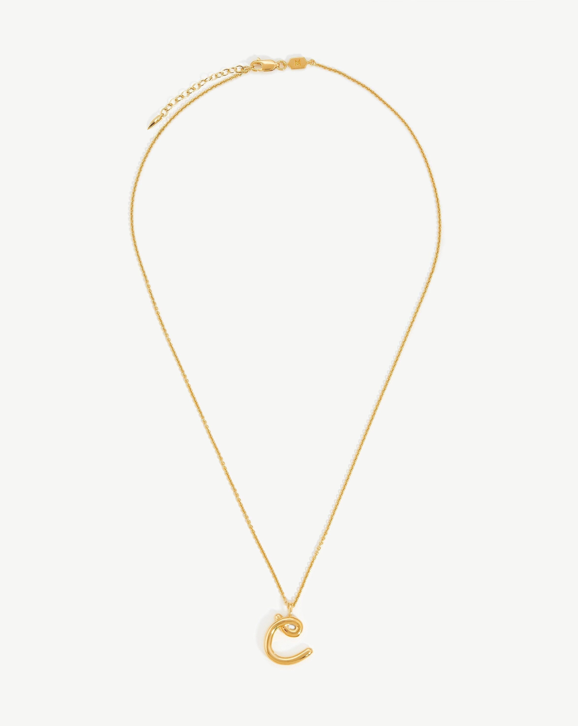 Personalized Initial Pendant Necklace - 18K Gold Vermeil Curly Molten Letter Charm | Elegant Layering Jewelry for Women, Perfect Gift for Birthday, Anniversary & Valentine's Day