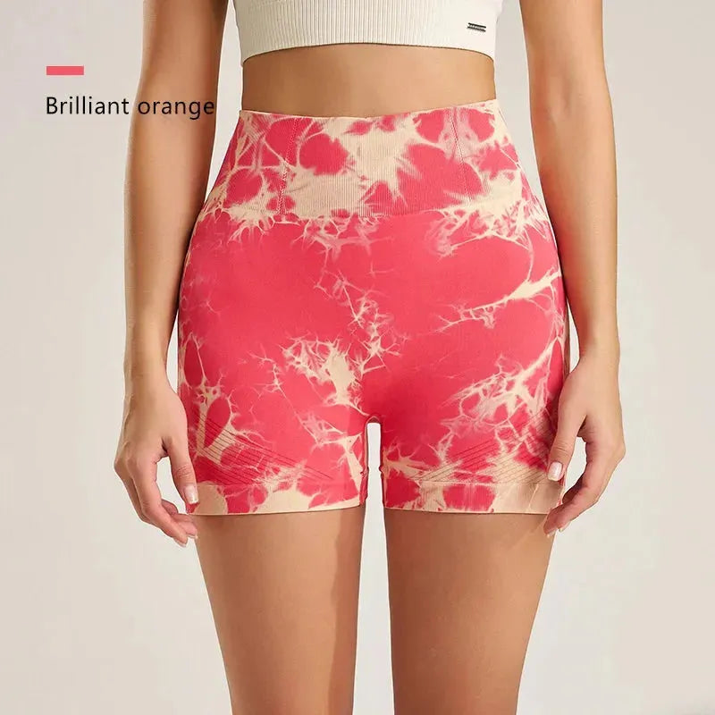 Tie Dye Seamless Yoga Shorts for Women - High Waisted Skinny Workout Shorts, Summer Athletic Shorts, Breathable Fitness Clothing & Cycling Pants - Perfect for Yoga, Gym, Running & Outdoor Sports