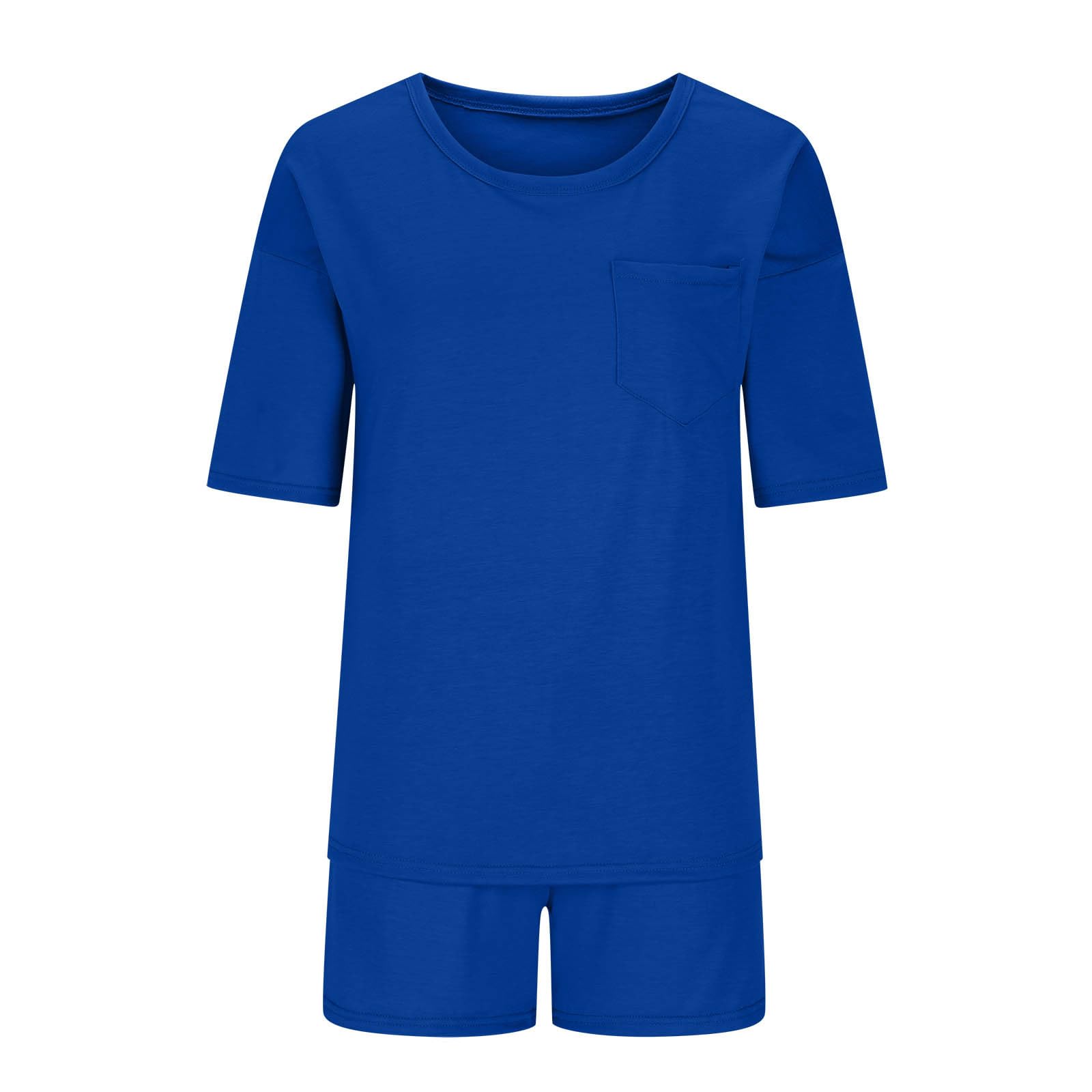 Women's 2-Piece Lounge Set - Soft Summer Pajama Shorts & Round Neck Top Sleepwear - Comfortable Casual Outfit for Home, Travel & Relaxation - Size 6X-Large