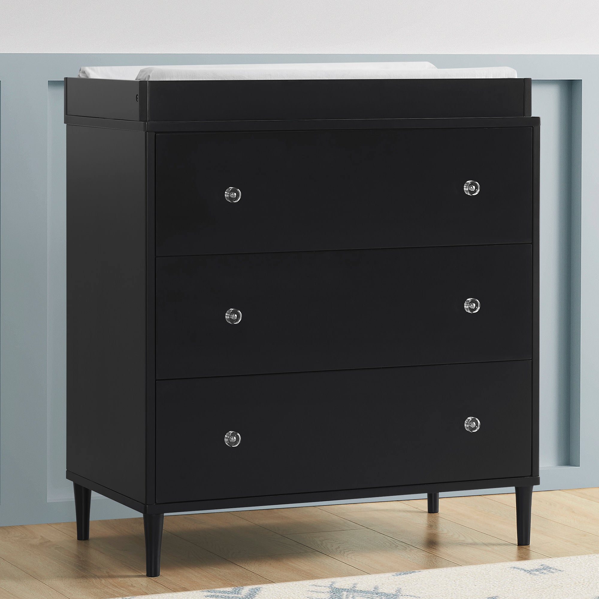 Bowie 3 Drawer Dresser with Changing Top & Interlocking Drawers - Nursery Baby Changing Table & Bedroom Storage Solution