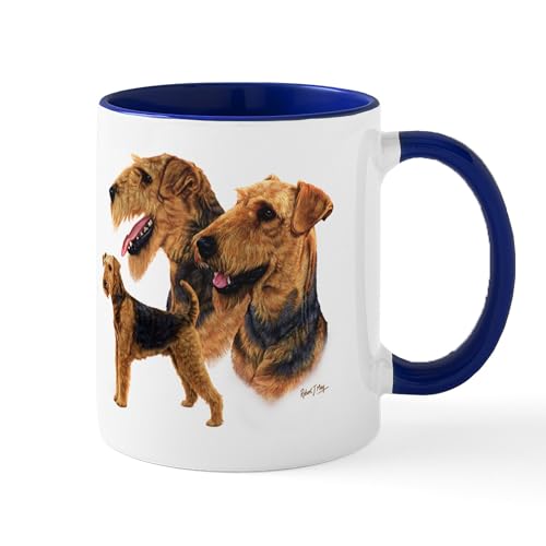 White/Navy Inside - Airedale Terrier Mug