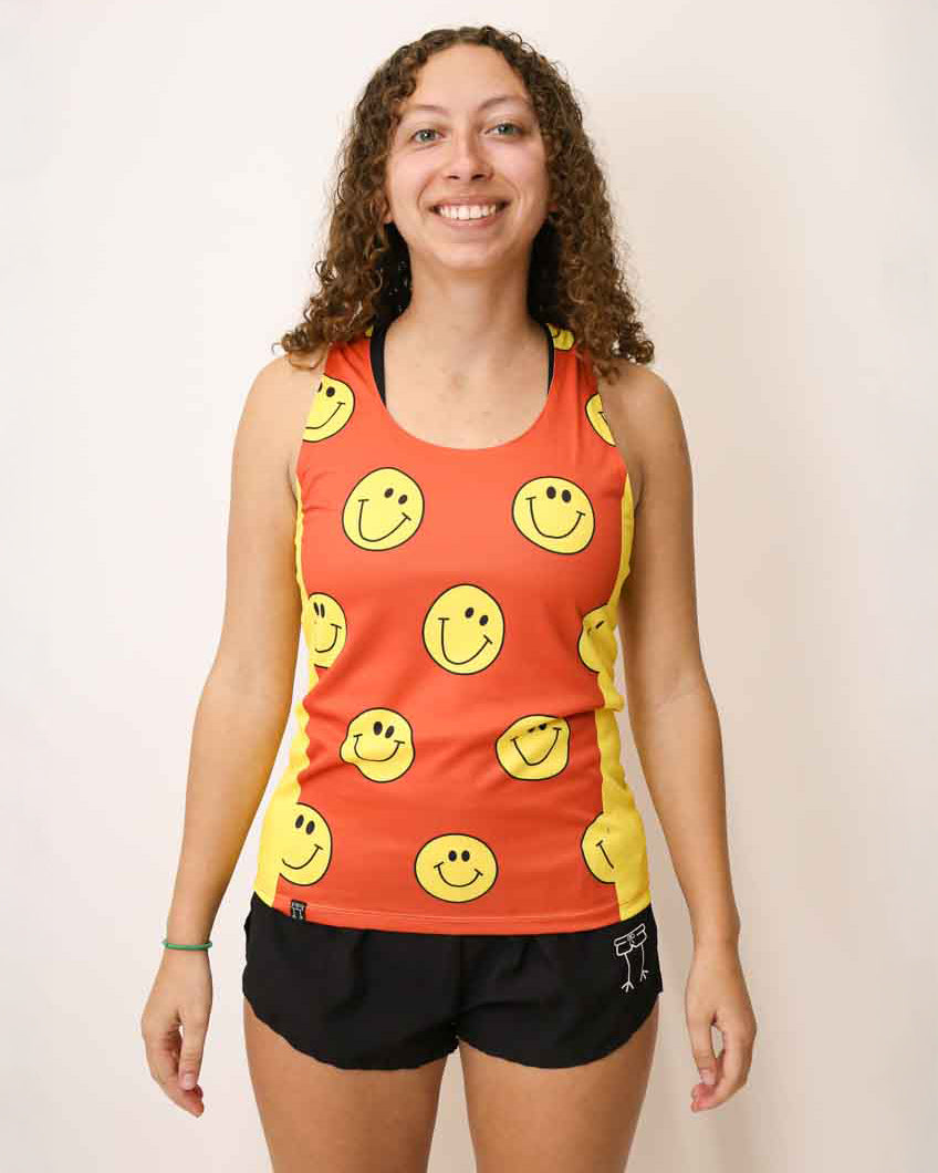 Women's Smileys Performance Singlet - Breathable Workout Tank Top for Running & Gym - Comfortable Athletic Activewear for Women
