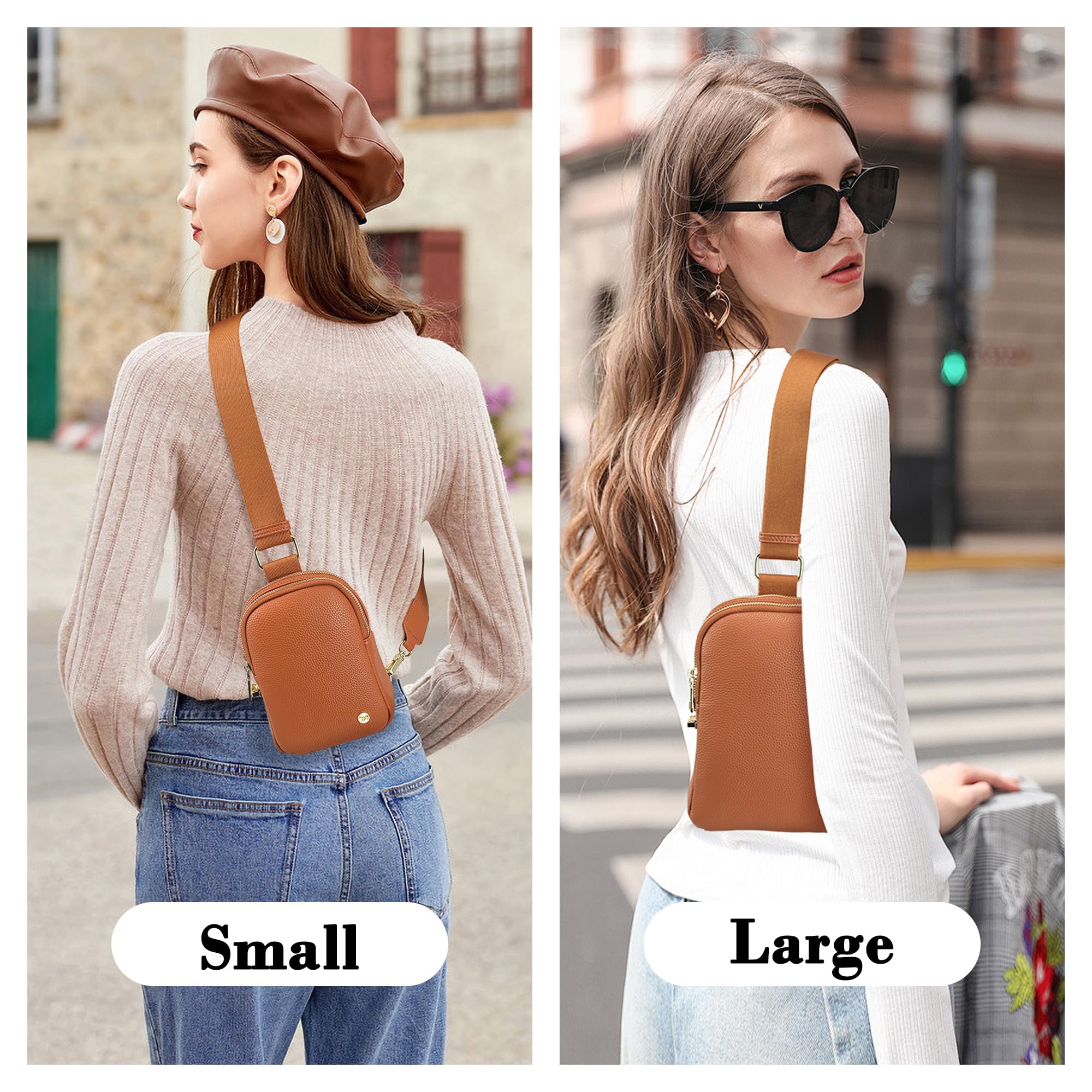 INICAT Genuine Leather Crossbody Bag for Women - Stylish Small Sling Bag & Fanny Pack - Perfect for Travel, Shopping, and Daily Use