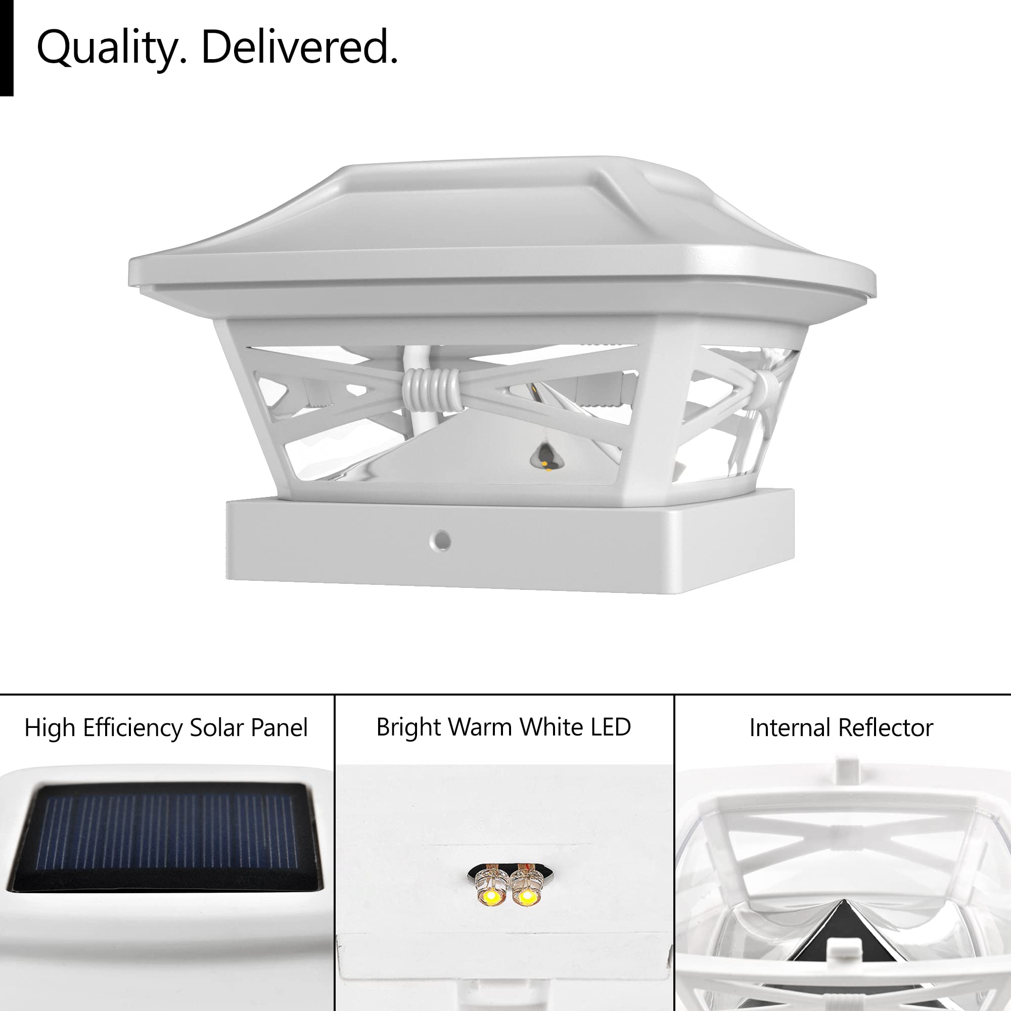 DaVinci Lighting Renaissance Solar Outdoor Post Cap Lights - 12 Pack, Pearl White - Bright LED Solar Lights for 4x4, 5x5 & 6x6 Wood Posts - Perfect for Garden, Patio, Fence & Driveway Lighting